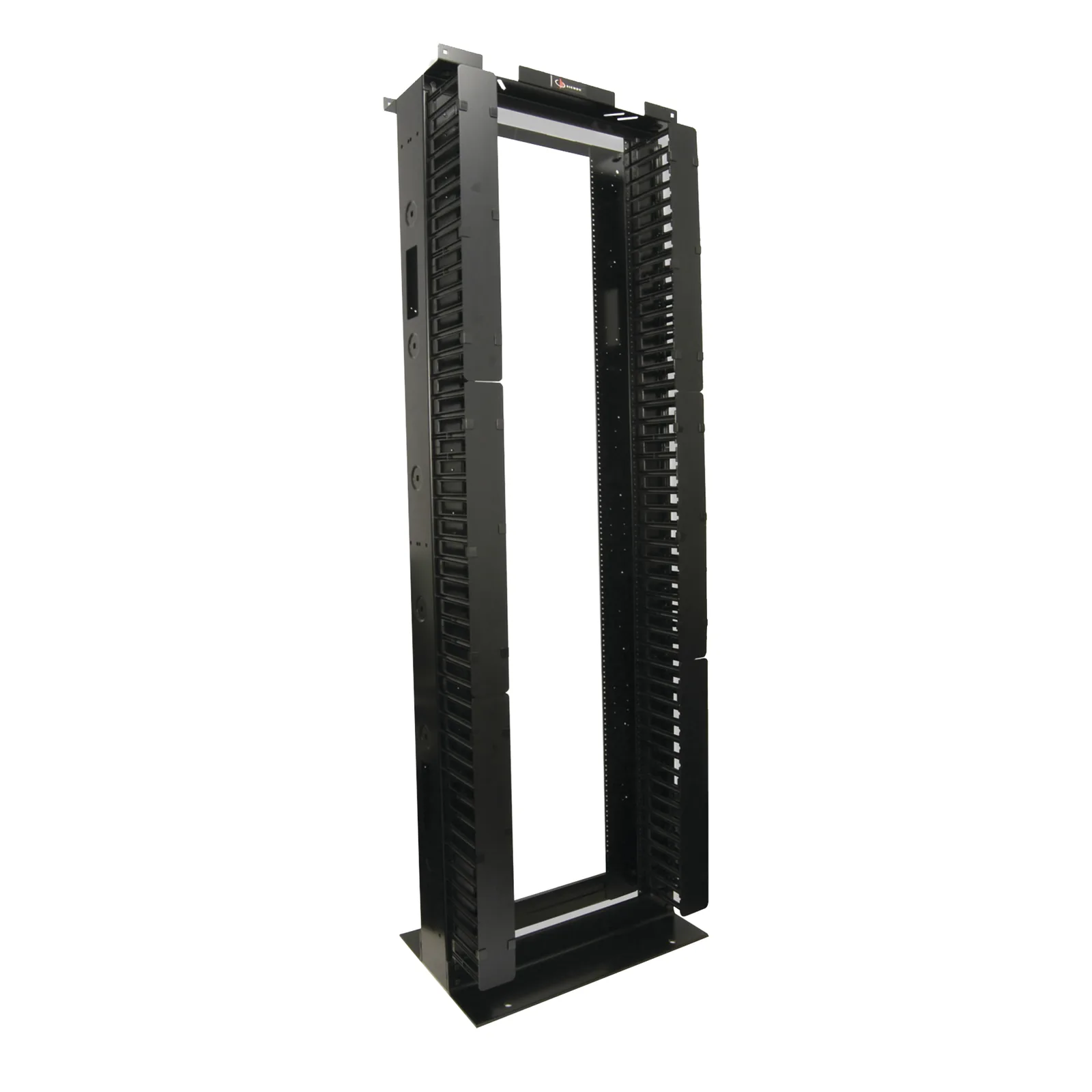 Rack de Aluminio System de 7ft x 19in, 45UR, Con organizadores verticales, conexión de tierra y accesorios de montaje