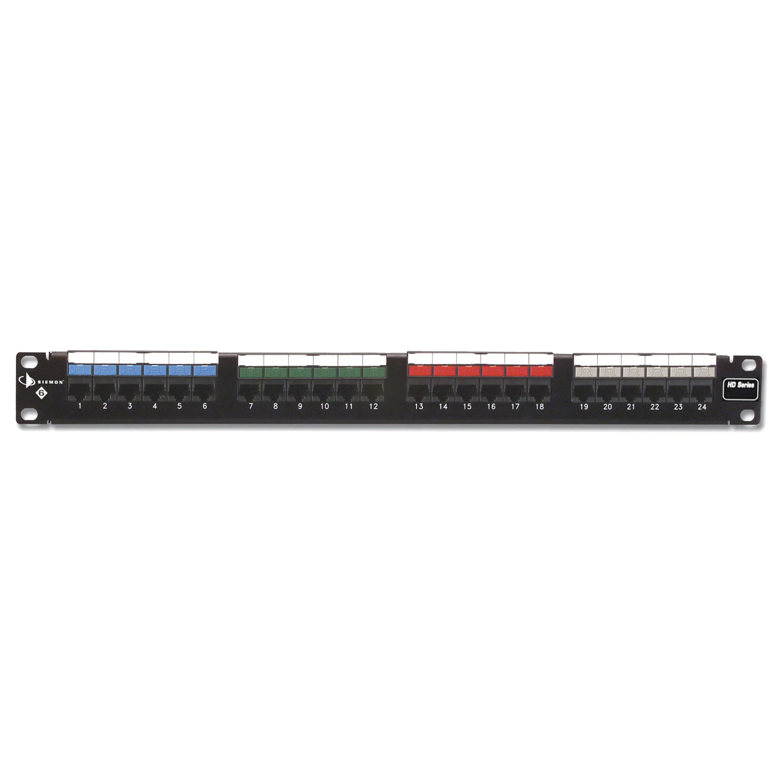 Patch Panel UTP HD6 de 24 Puertos, Precargado con Jacks Categoría 6, Plano, 1UR