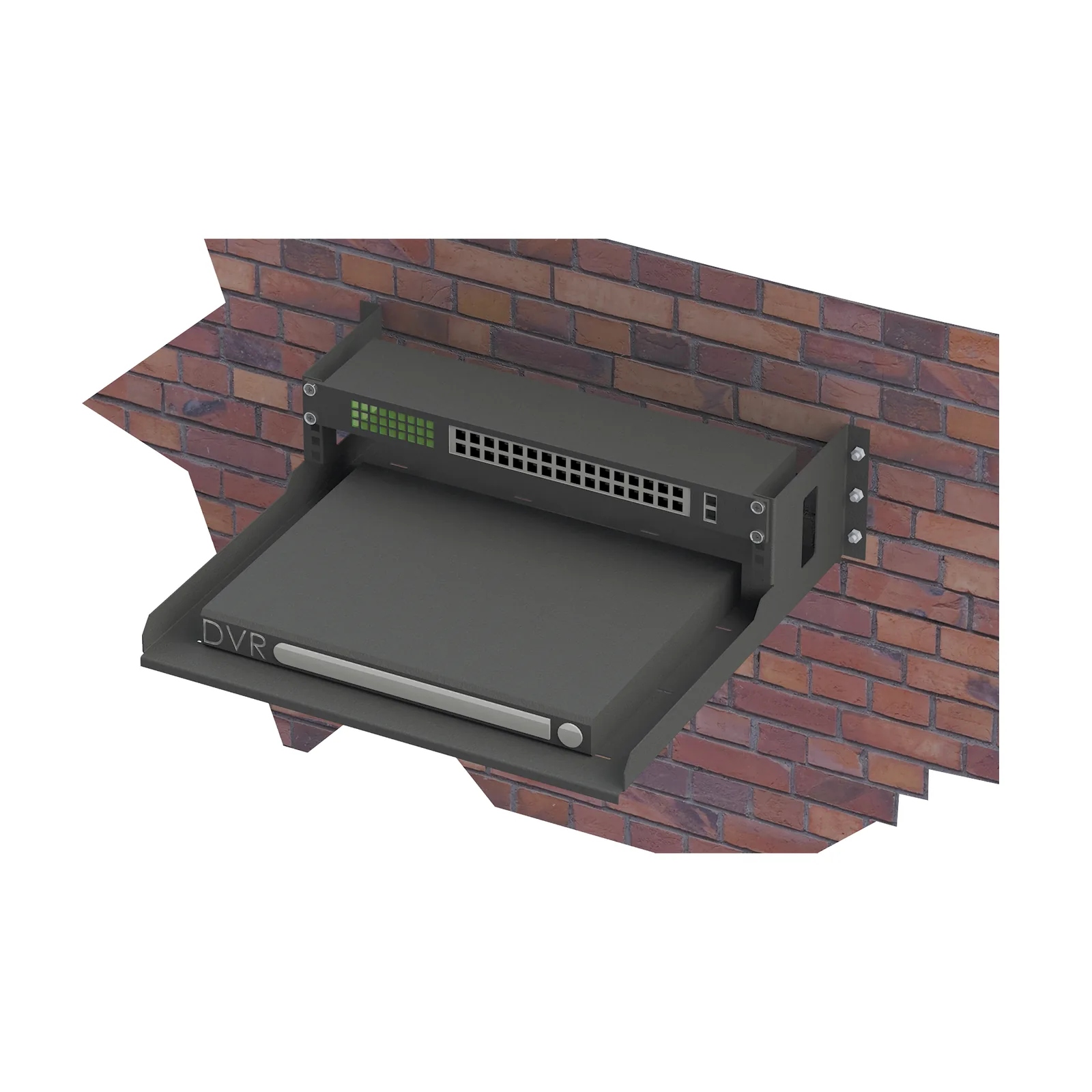 Rack Abierto de Montaje en Pared, de 19in, de 2 Unidades de Rack, con Charola de 460 mm de Profundidad, Se envía el Gabinete Armado.