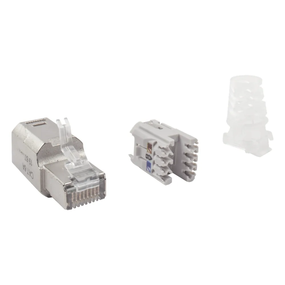 Plug RJ45 Cat6A Blindado, Terminación en Campo, Compatible con Todas las Categorías, Sin Clip Protector de Seguro