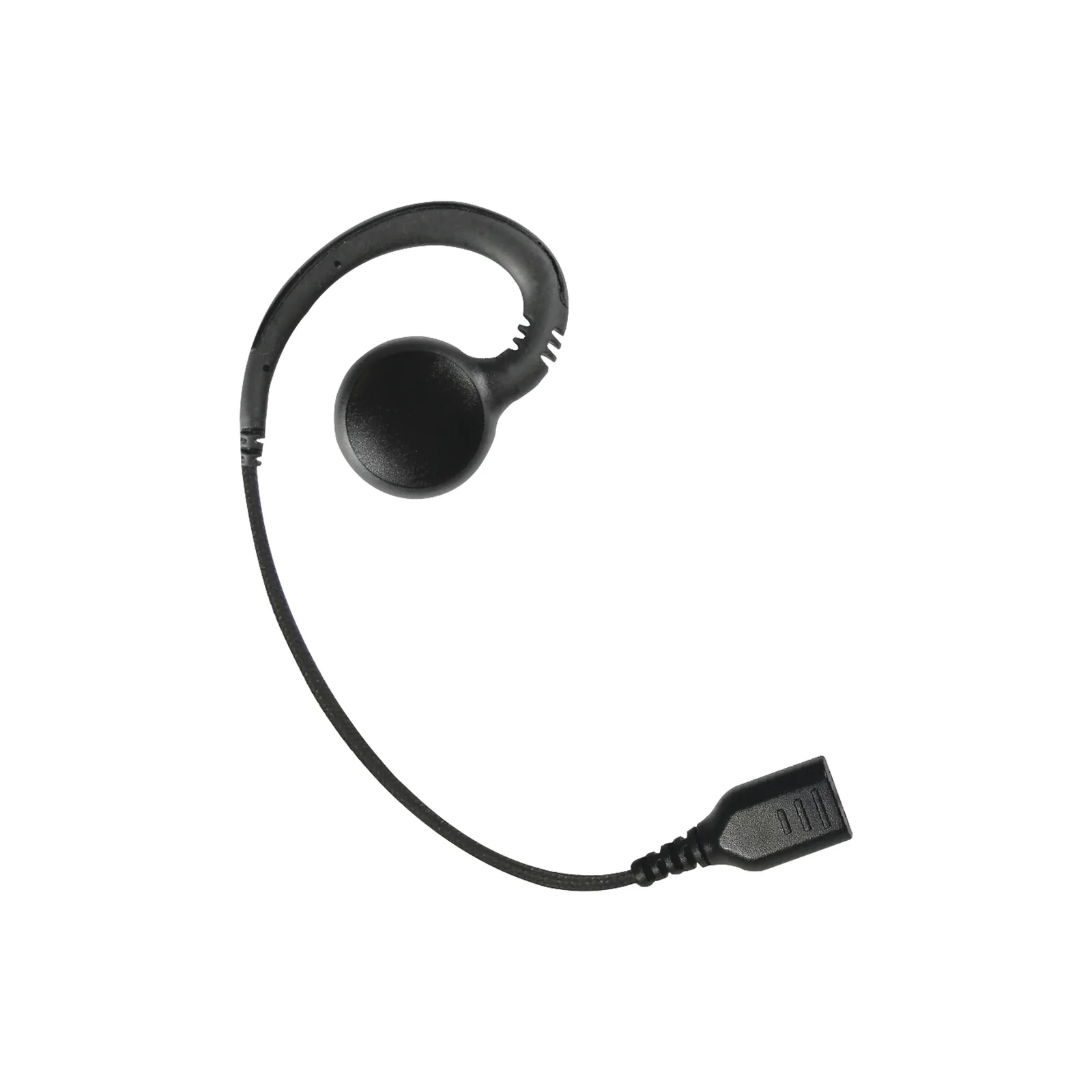 Auricular giratorio con gancho en forma de "G" con cable de fibra trenzada y conector SNAP. Requiere micrófono de solapa de 1 o 2 hilos de la Serie SNAP.