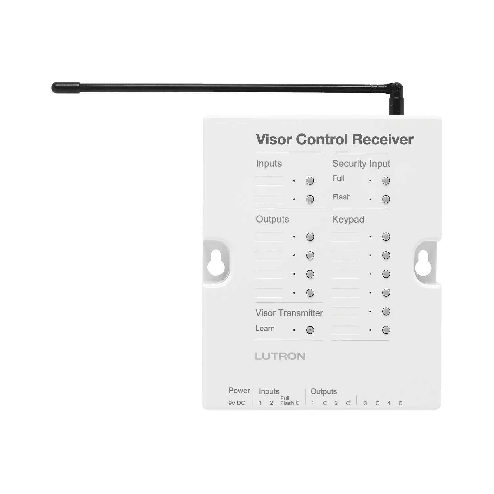 Receptor de control de visera para RadioRA 2 con 4 salidas de contacto seco para puertas de garaje o portones y entrada de seguridad, color blanco