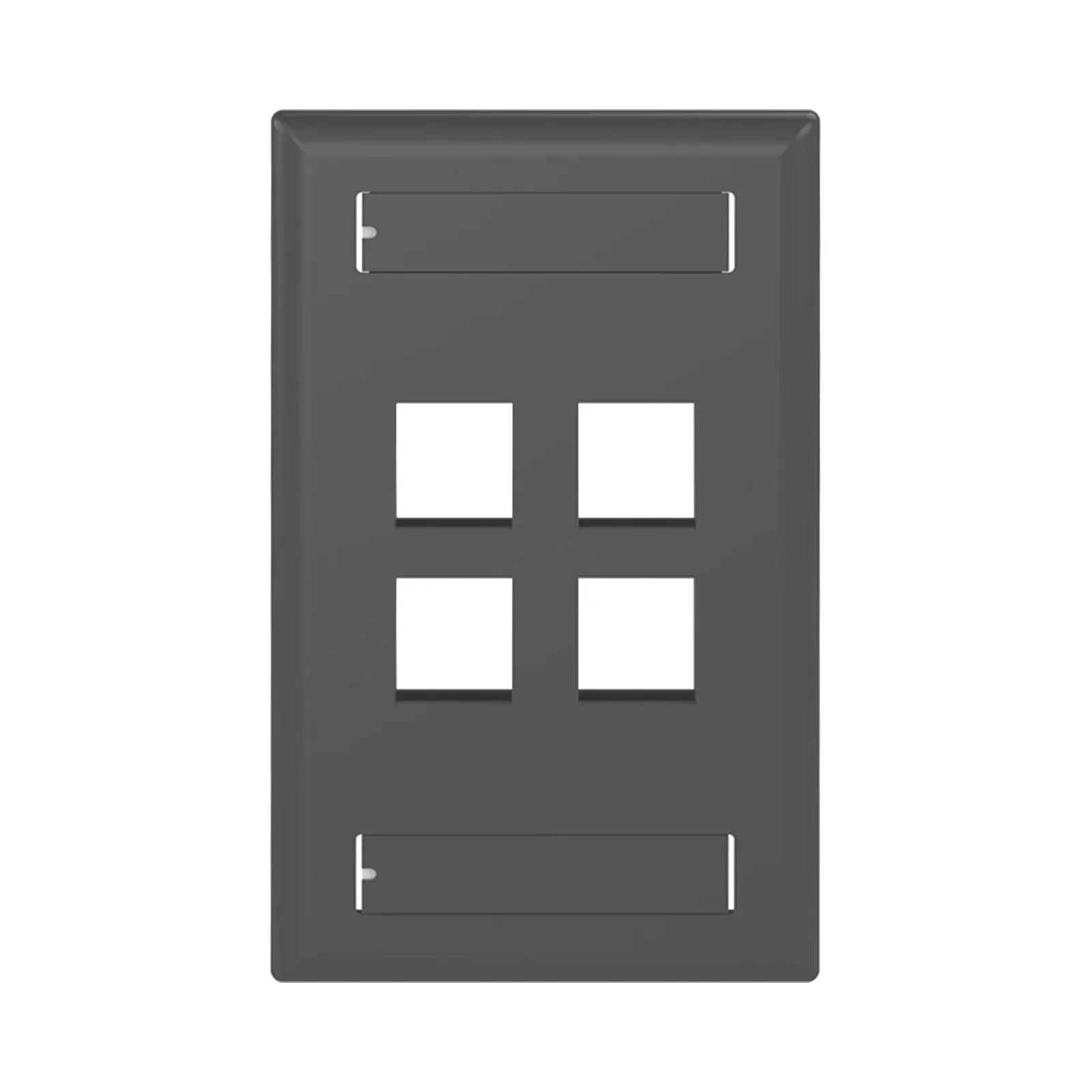 Placa de Pared Vertical, Salida Para 4 Puertos Keystone, Con Espacios Para Etiquetas, Color Negro