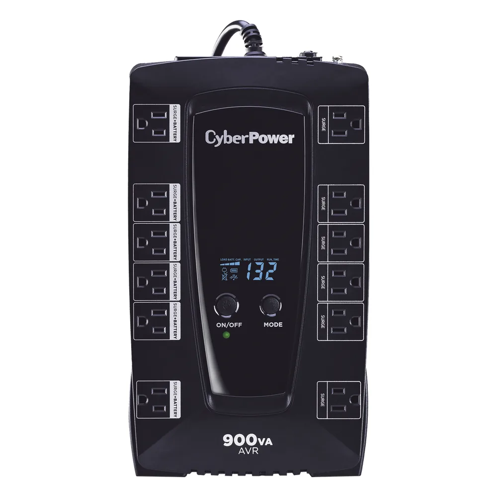 UPS de 900 VA/480 W, Topología Línea Interactiva, Entrada 120 Vca NEMA 5-15P, Tipo Gabinete Compacto, Con 12 Tomas NEMA 5-15R