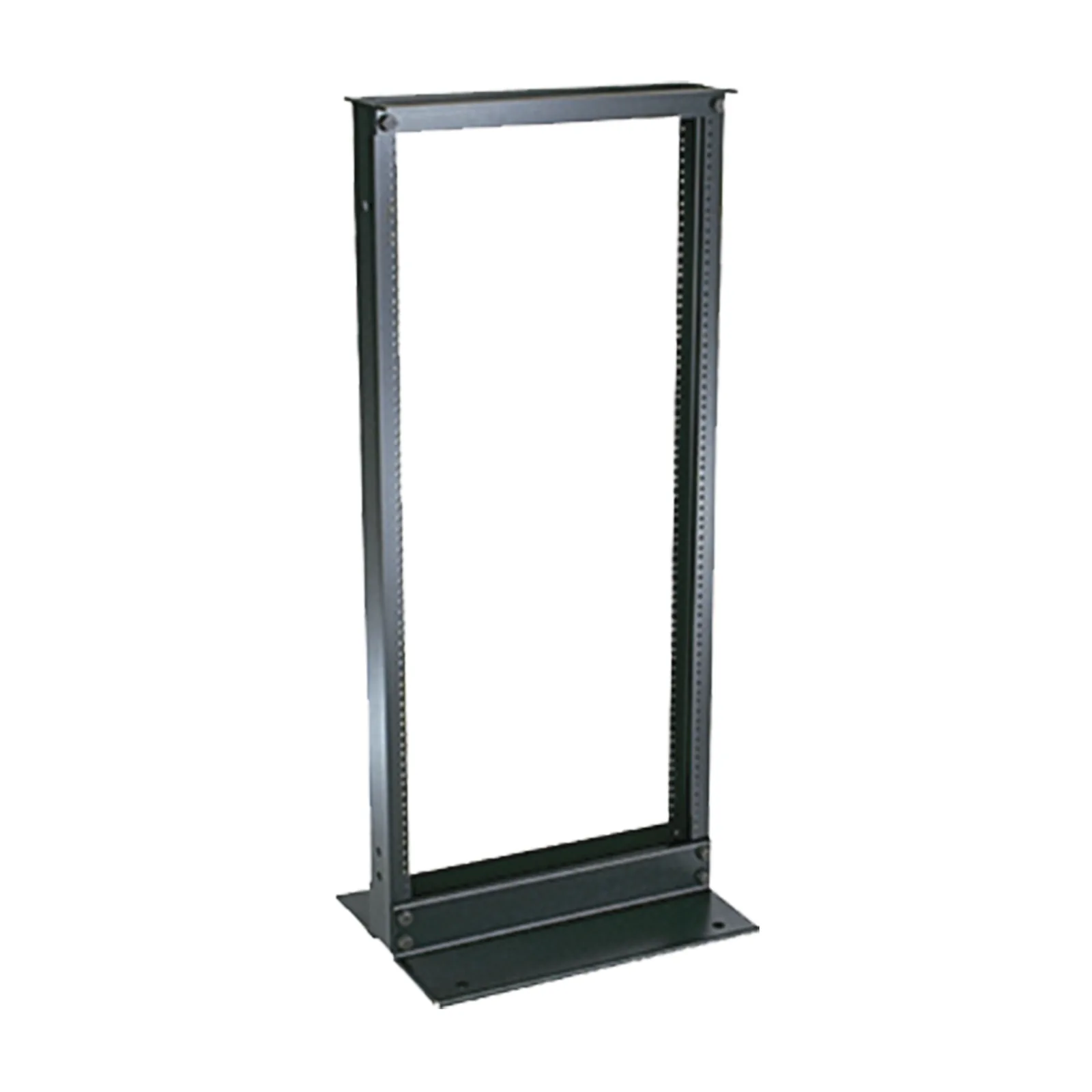 Rack de Dos Postes Estándar de 19 in, Rieles Numerados y Roscados #12-24, Fabricado en Aluminio, 24 Unidades de Rack, Color Negro