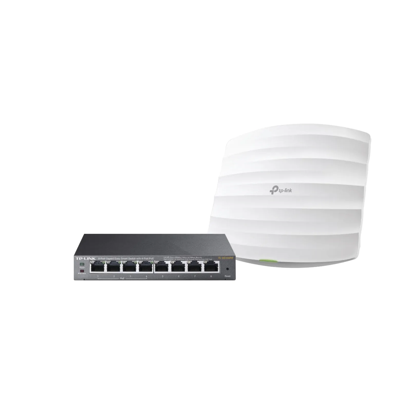 Kit de access point EAP245 y switch PoE TL-SG108PE, doble banda AC, hasta 1750 Mbps, 1 puerto Gigabit