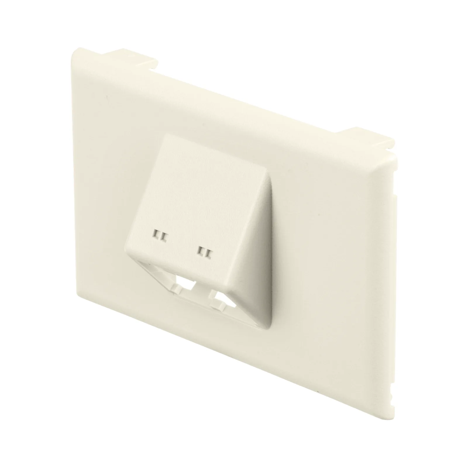Placa de Pared Horizontal T70, Salida Para 2 Puertos Mini-Com, Con Espacios Para Etiquetas, Color Blanco Mate