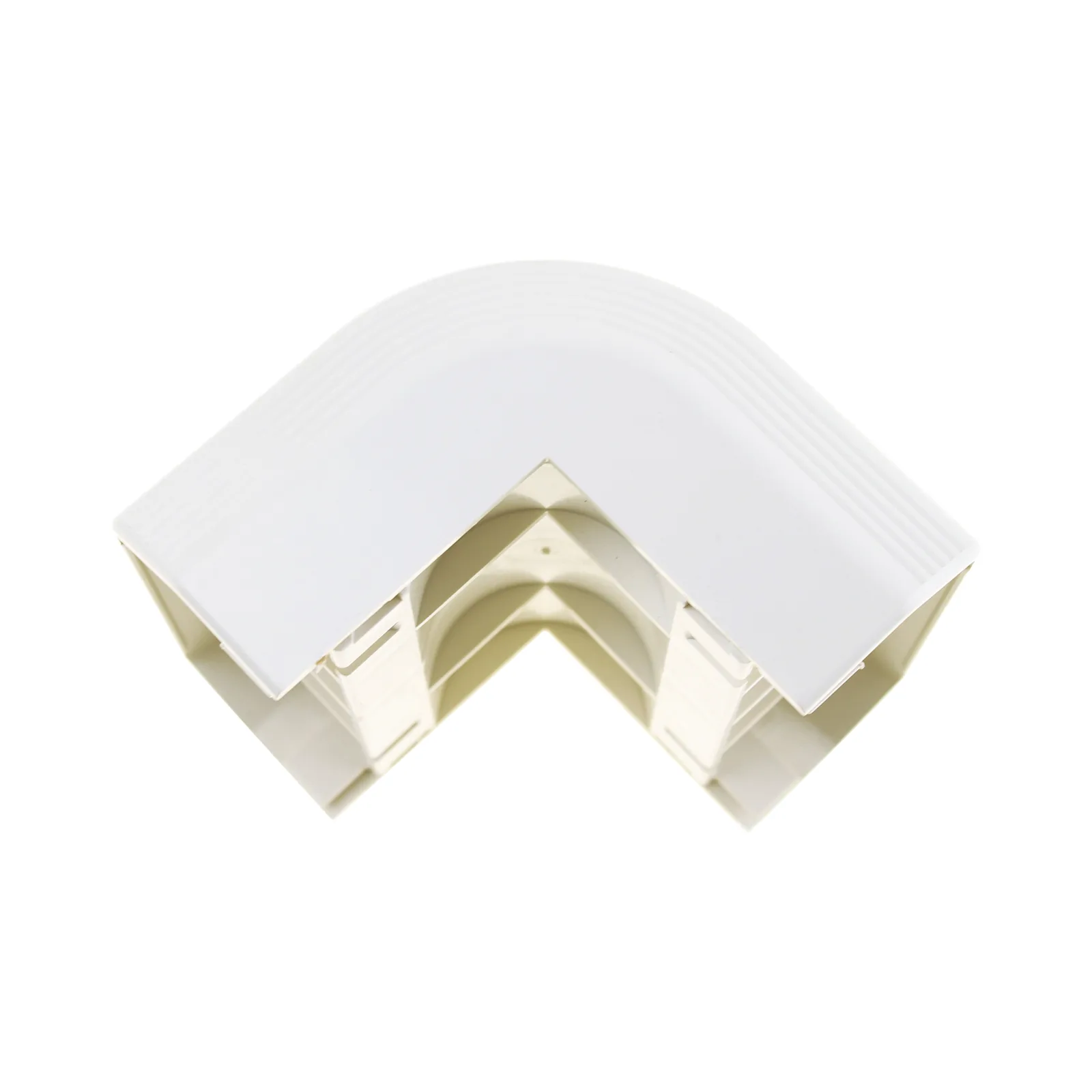 Esquinero exterior, para uso con canaleta T70, Material PVC Rígido, Color Blanco Mate