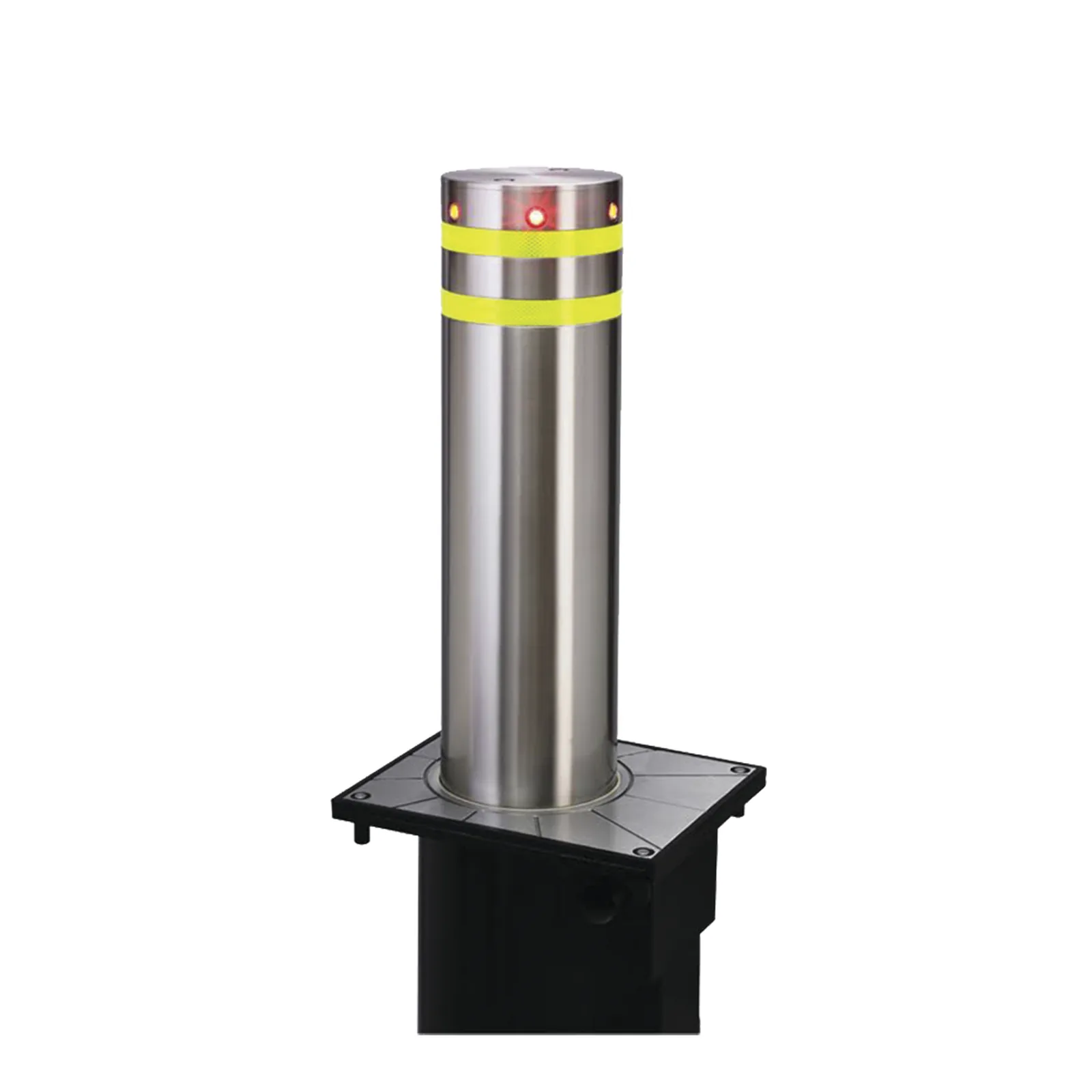 Bolardo neumático de acero inoxidable / 220 mm de diámetro / 750 mm de altura / acabado elegante con iluminacion led color rojo