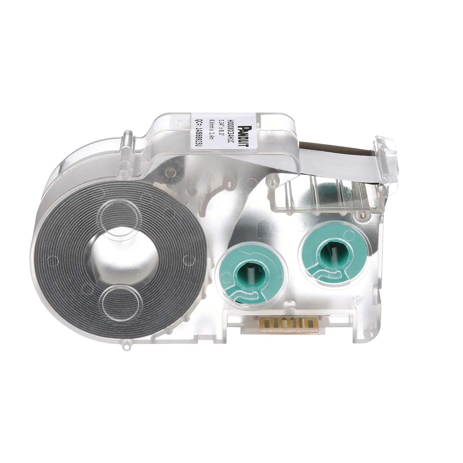 Casete de Etiquetas de Poliolefina de Cinta Continua, Tubo Termocontráctil, 8.6 mm de Ancho, 2.4 Metros (7.87 Pies) de Largo, Para Cables de 1.5 a 4.8 mm (18-12 AWG) de Diámetro, Color Blanco