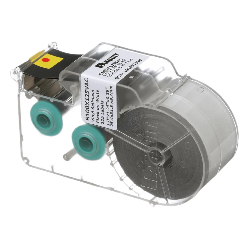 Casete de 225 Etiquetas Autolaminadas de 25.4 x 31.8 mm (1 x 1.25 pulgadas), para Cables de 3 a 7.1 mm (0.12 a 0.28 pulgadas) de Diámetro, Área de Impresión Color Blanco