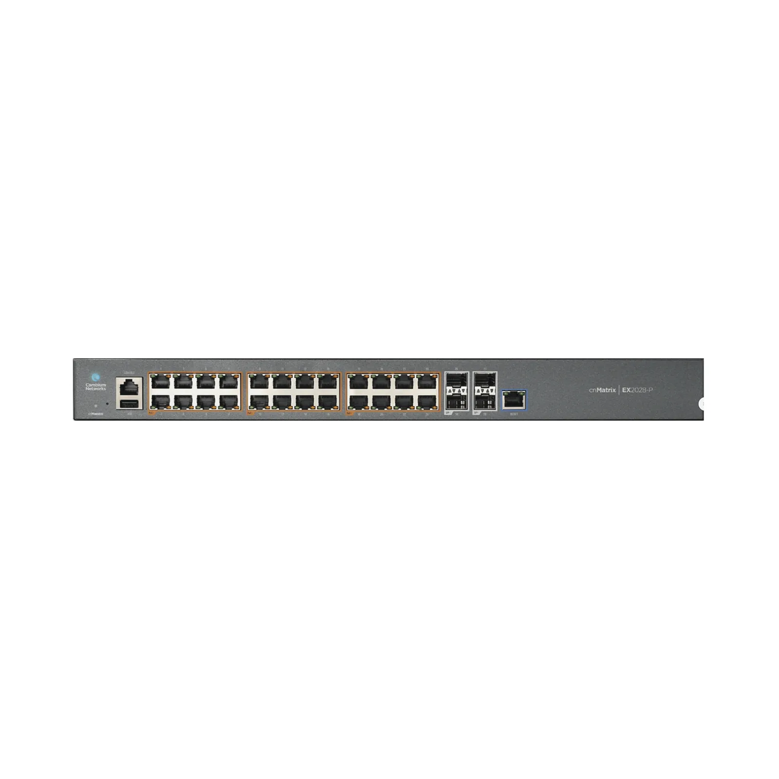 Switch cnMatrix EX2028-P capa 3 de 28 puertos (24 PoE Gigabit 802.3af/at, 4 SFP+) administración desde la Nube (MX-EX2028PxA-U)
