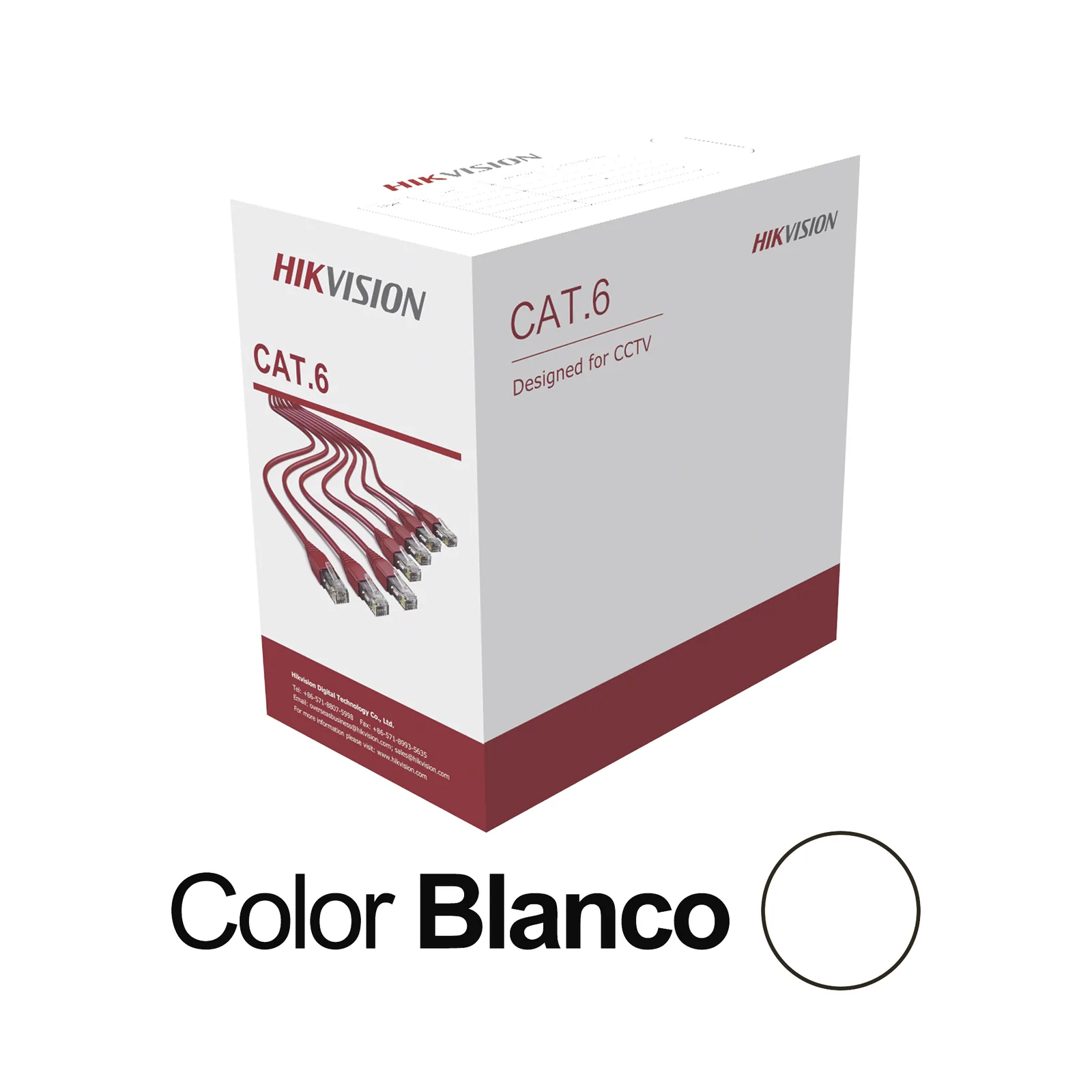 Bobina de Cable UTP 305 Metros (1000 Pies) / Cat 6 (24 AWG) / Color Blanco / PVC (CM) / Uso en Interior / CCA (Cobre con Aluminio) / Aplicaciones de CCTV y Redes de Datos
