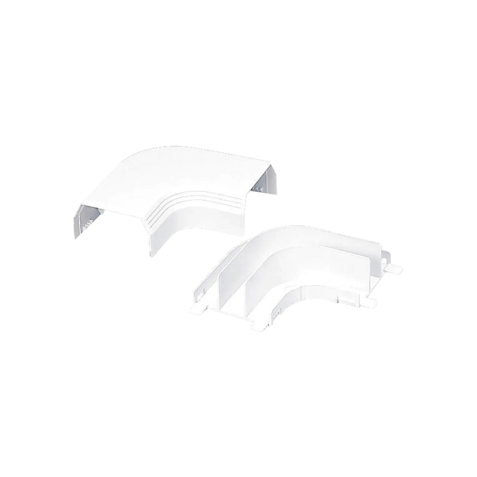 Curva de radio controlado, para uso con canaleta T45, Material PVC Rígido, Color Blanco Mate