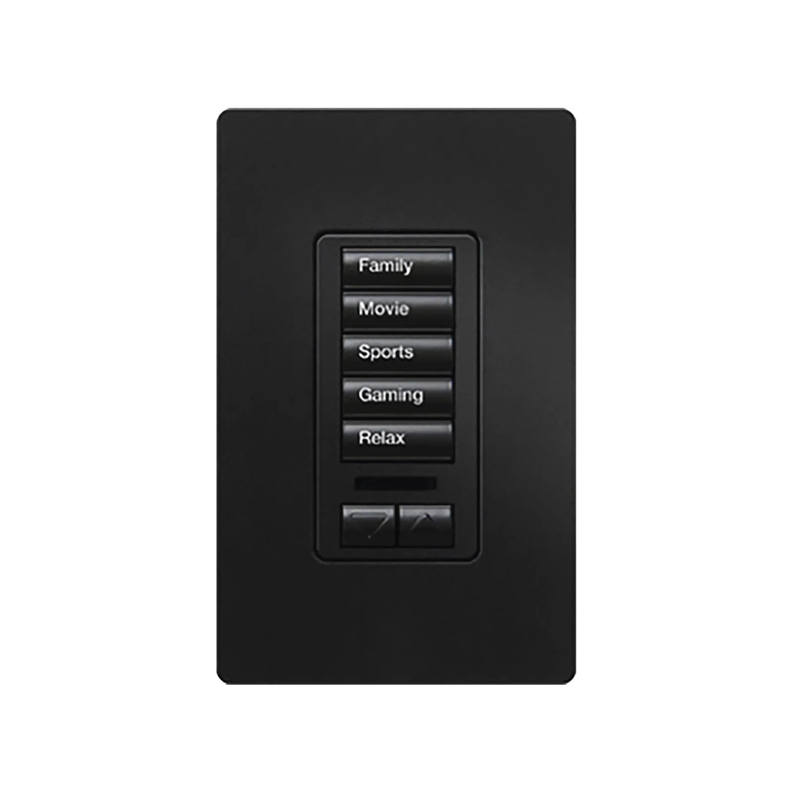Teclado de pared para RadioRA 2 con 5 botones programables y par de botones subir/bajar, retroiluminado y grabable, para control de iluminación y cortinas, color Midnight