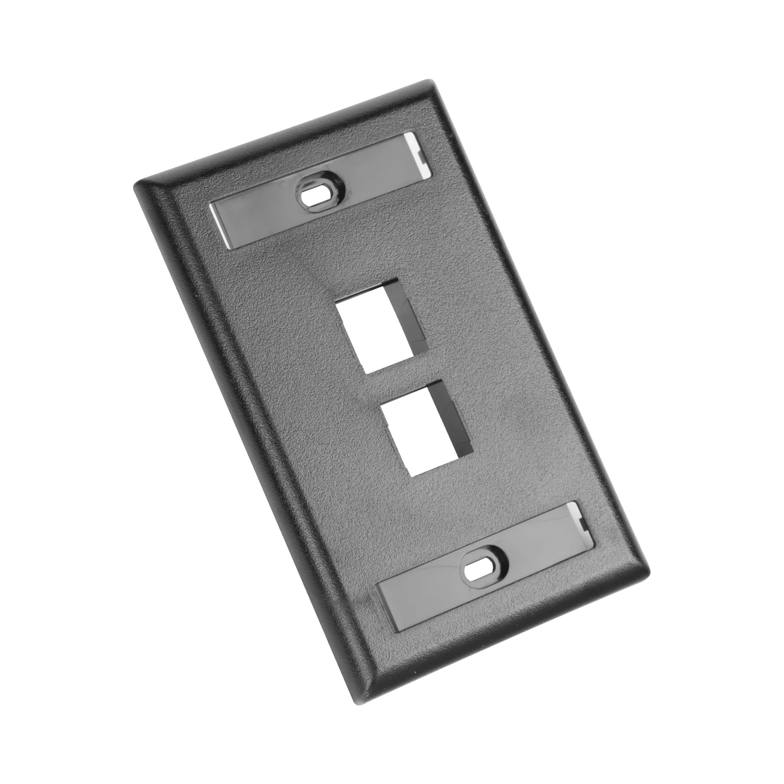 Placa de Pared Vertical, Salida Para 2 Puertos Keystone, Con Espacios Para Etiquetas, Color Negro