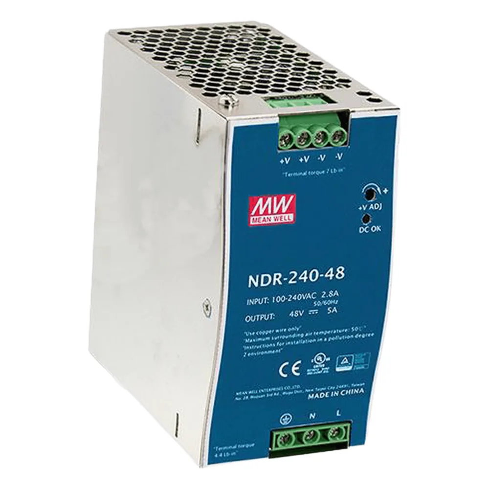 Fuente de Poder Industrial de 240W, salida 48Vcc, 5A, para montaje Riel Din
