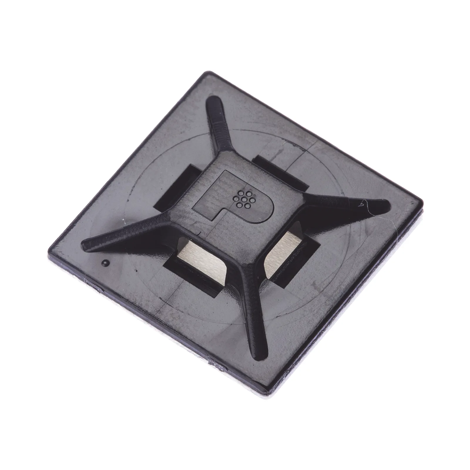 Montaje-Sujetador Para Cable de 4 vías, con Adhesivo Acrilico, 25.4 x 25.4mm (1in x 1in), Color Negro, Uso en Exterior, 1 pieza