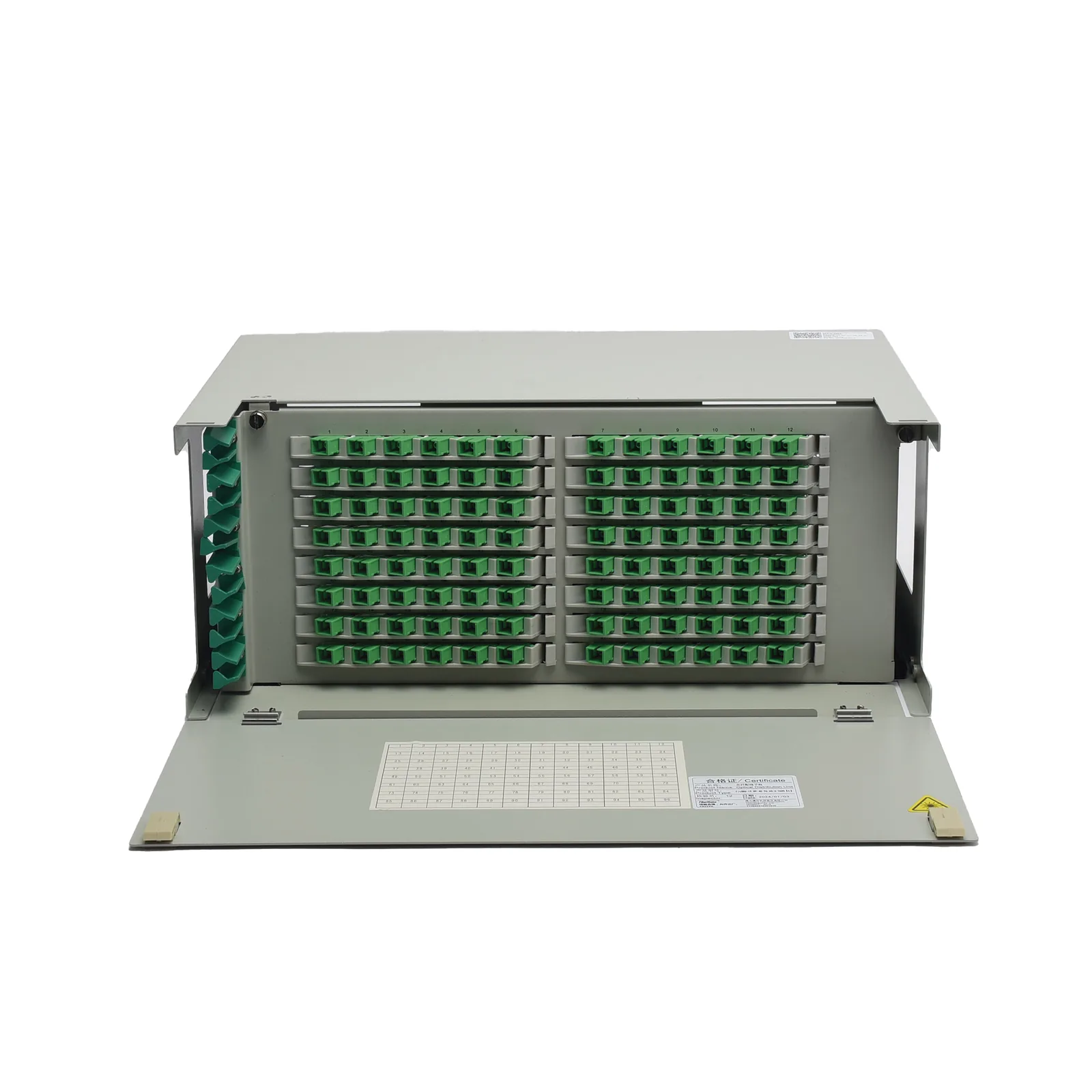 Distribuidor de Fibra Óptica para 96 Empalmes, con 96 Acopladores SC/APC y 96 Pigtails, 19, 4 UR