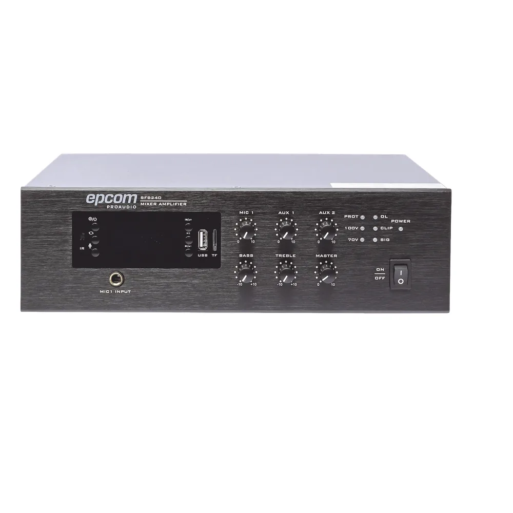 Mini Amplificador de Audio Mezclador | 240W RMS | Sistema 70/100V | MP3 | Tuner | Bluetooth | Musica ambiental y Voceo