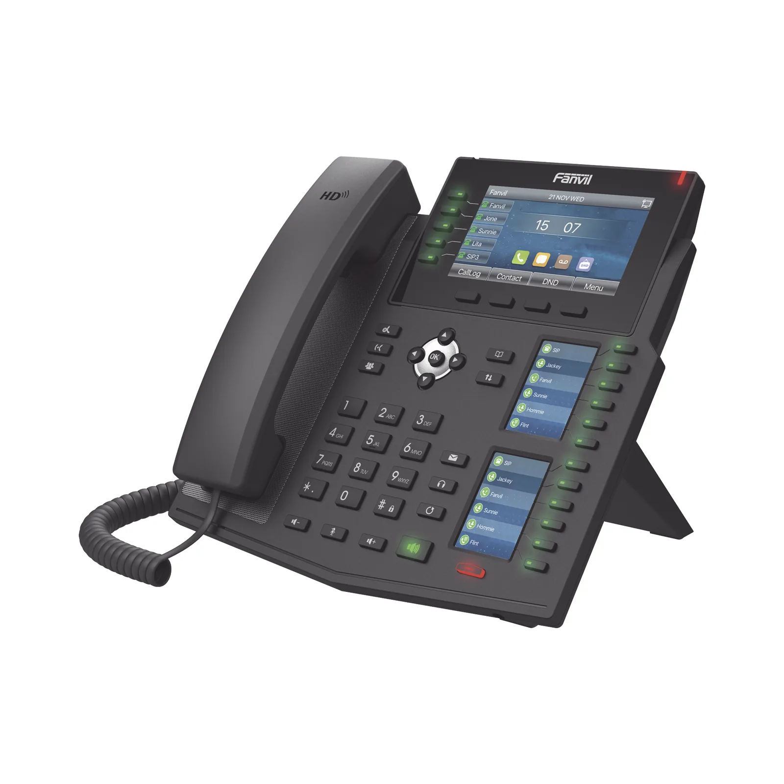 Teléfono IP Empresarial con Estándares Europeos, 20 lineas SIP con pantalla LCD a color, 60 teclas DSS/BLF, puertos Gigabit, IPv6, Opus , PoE/DC