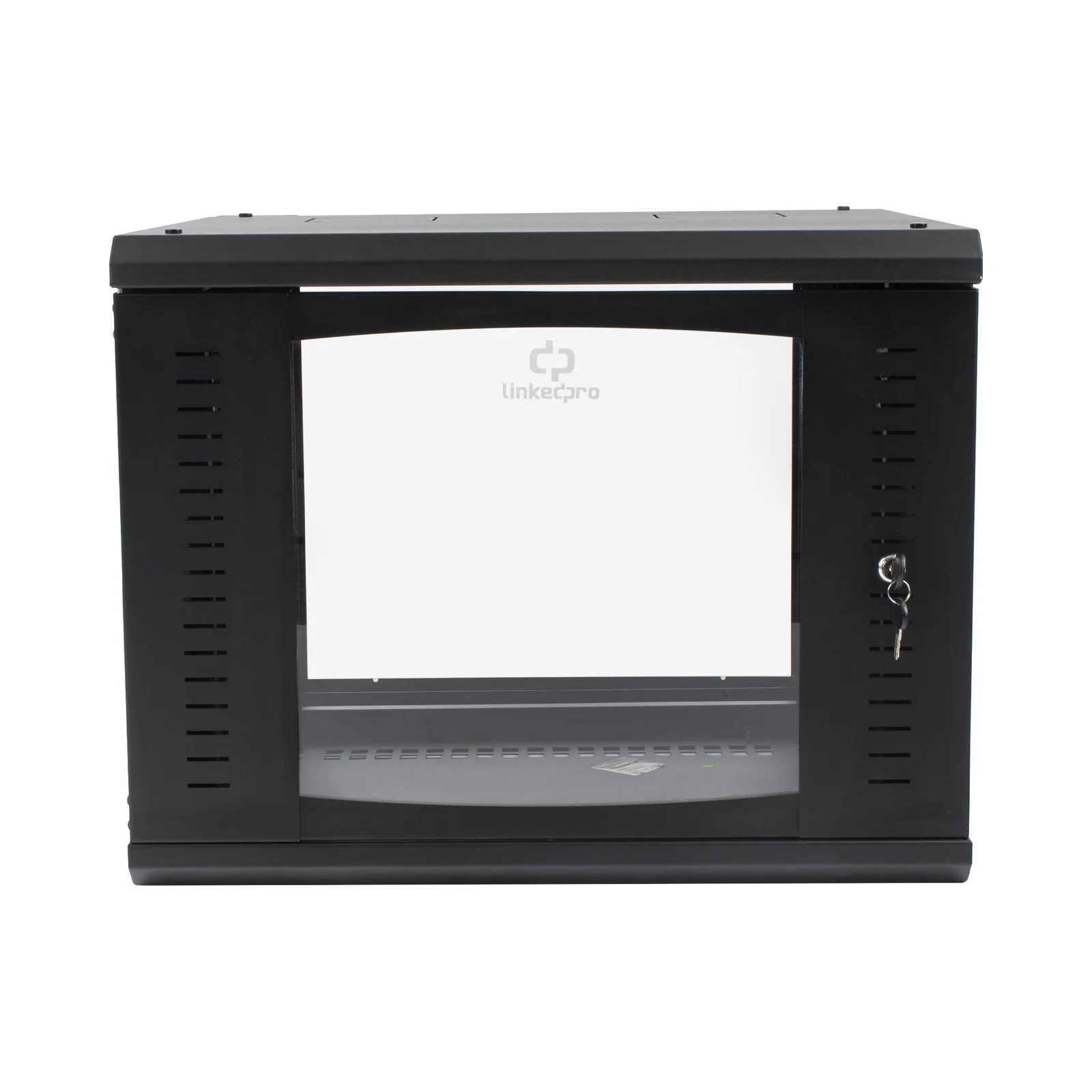 Gabinete Abatible de Pared (Con Marco Trasero) con Rack 19" de 9 Unidades. Ventana de Cristal Templado.