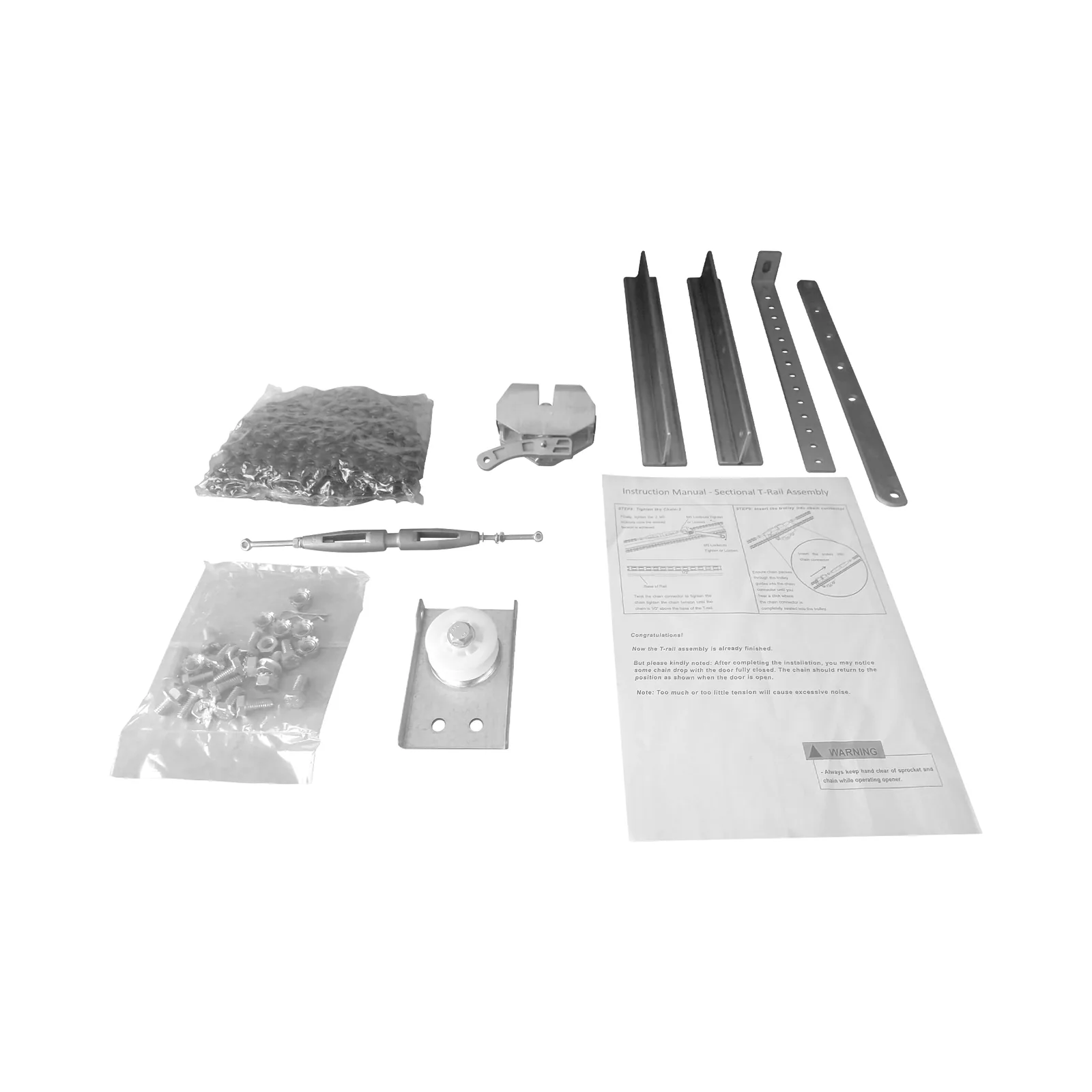 Kit de Riel tipo T / 3mts / Compatible C / Motor ACCESSFORCE / FS1000APPRT / Incluye 3 secciones de riel / 2 Coples / 6 mts de cadena .