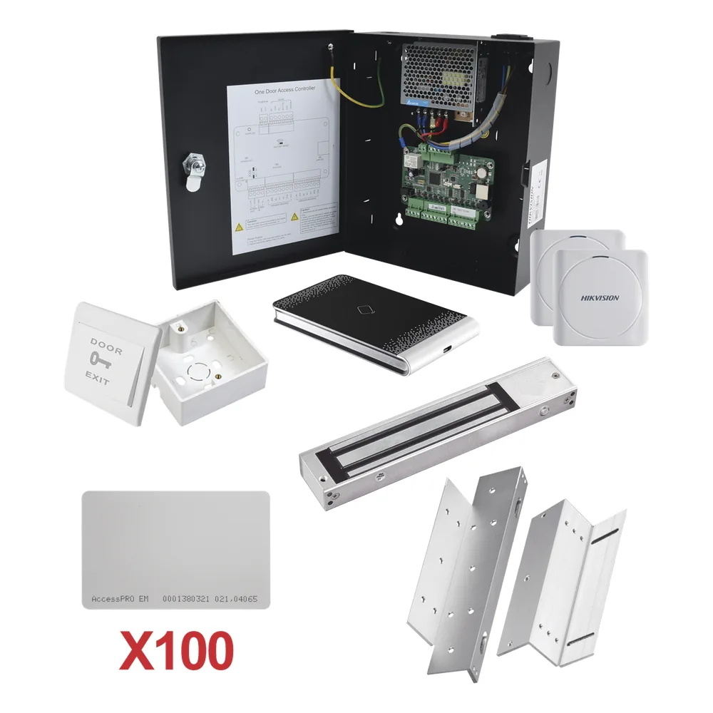 Kit de Control de Acceso con TARJETA para 1 Puerta con lector de Entrada y Salida / TODO INCLUIDO / Software IVMS4200 incluido