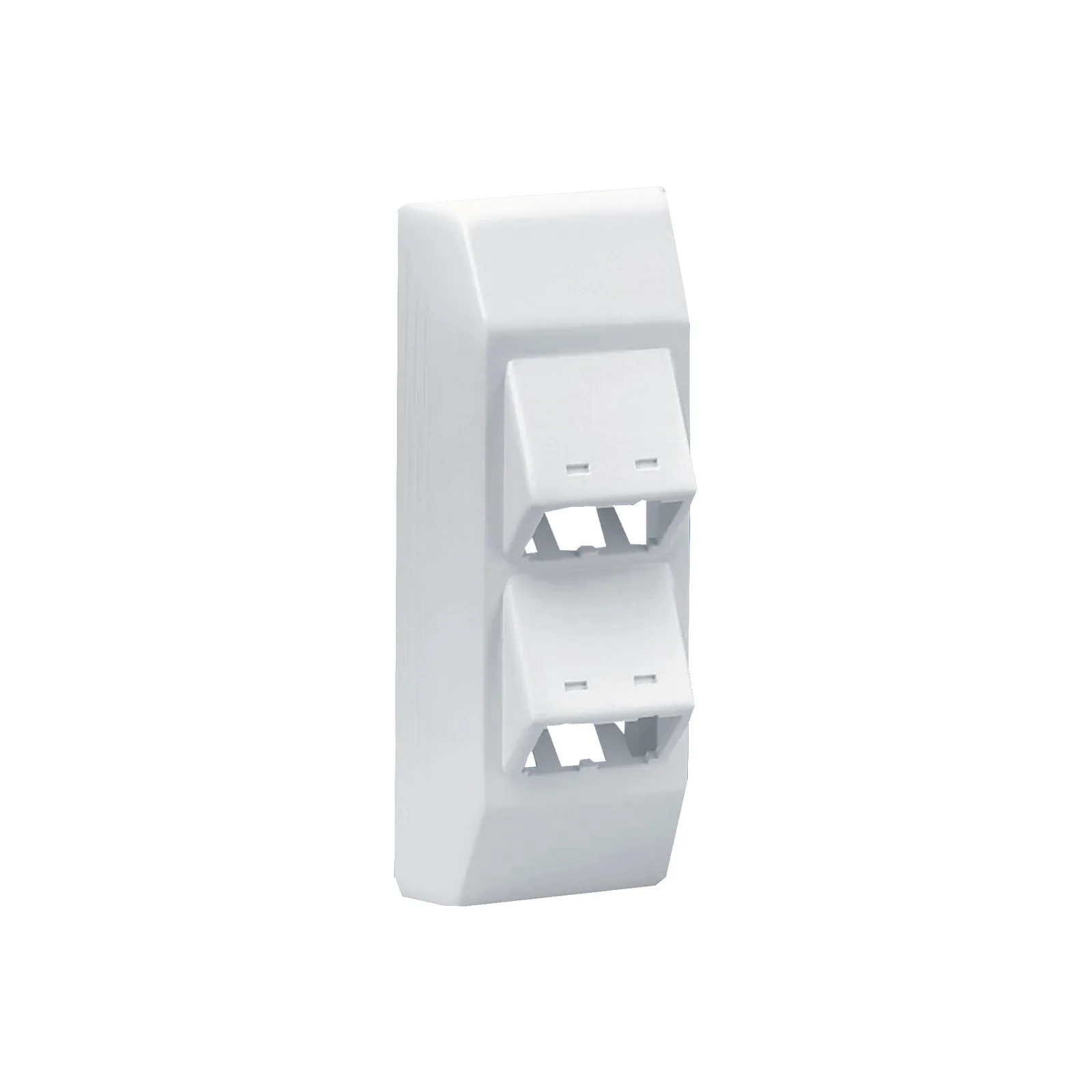 Soporte Con 4 Puertos Mini-Com, Con Bisagras de Instalación a Presión, Para Canaletas T45, Material PVC Rígido, Color Blanco Mate