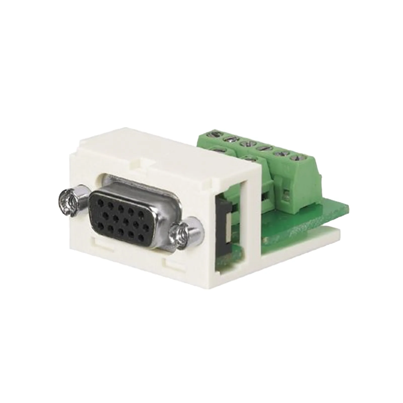Conector Sub-D de 15 Pines Tipo Atornillable, Uso en 2 Puertos Mini-Com, Color Blanco Mate