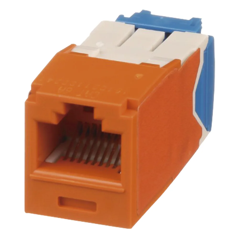 Conector Jack RJ45 Estilo TG, Mini-Com, Categoría 6A, de 8 Posiciones y 8 Cables, Color Naranja