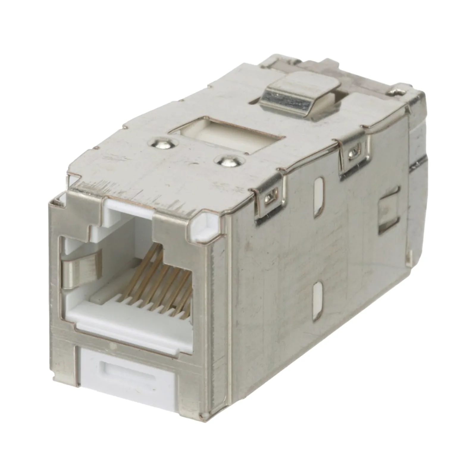 Conector Jack RJ45 Blindado, Estilo TG, Mini-Com, Categoría 6A, de 8 Posiciones y 8 Cables, Color Blanco