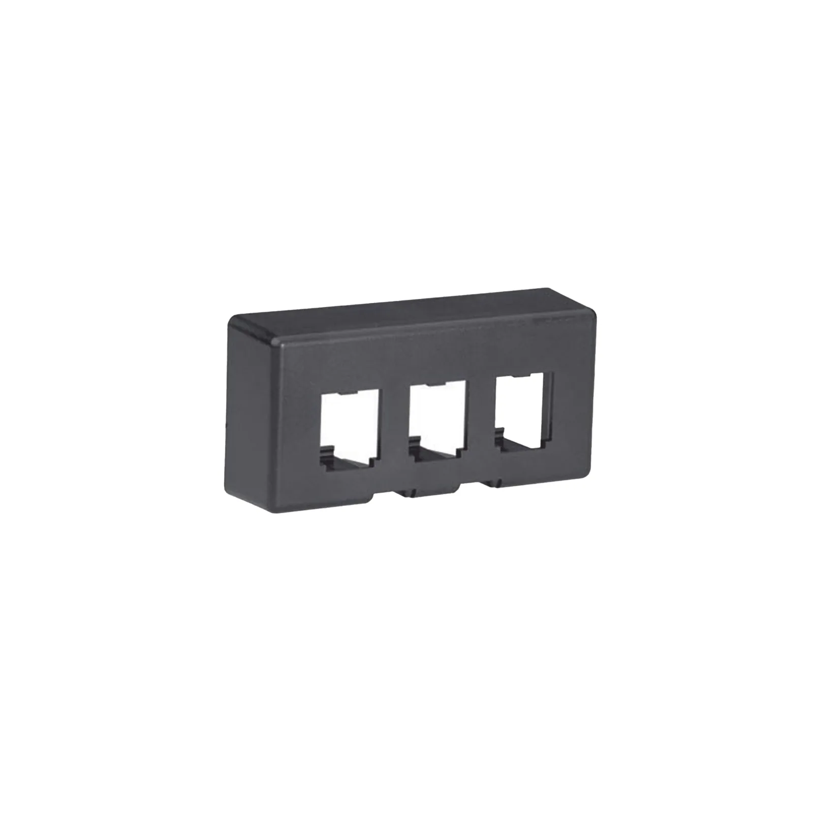 Placa de Mobiliario Modular Estándar, Salidas Para 3 Puertos Mini-Com, Color Negro
