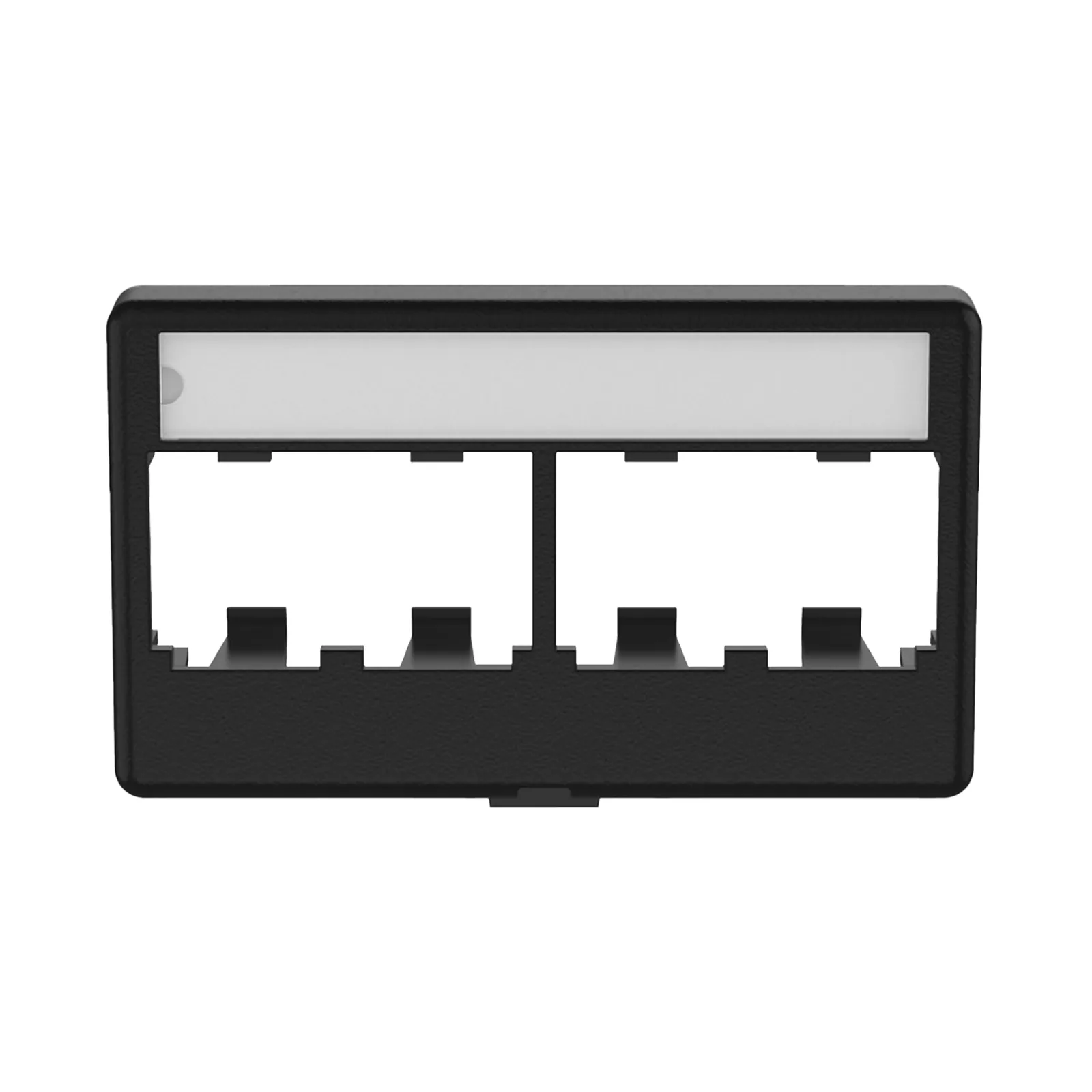 Placa de Mobiliario Modular Estándar, Salidas Para 4 Puertos Mini-Com, Con Espacio Para Etiquetas, Color Negro