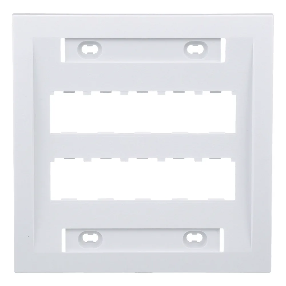 Placa de Pared Vertical Ejecutiva, Salida Para 10 Puertos Mini-Com, Con Espacios Para Etiquetas, Color Blanco