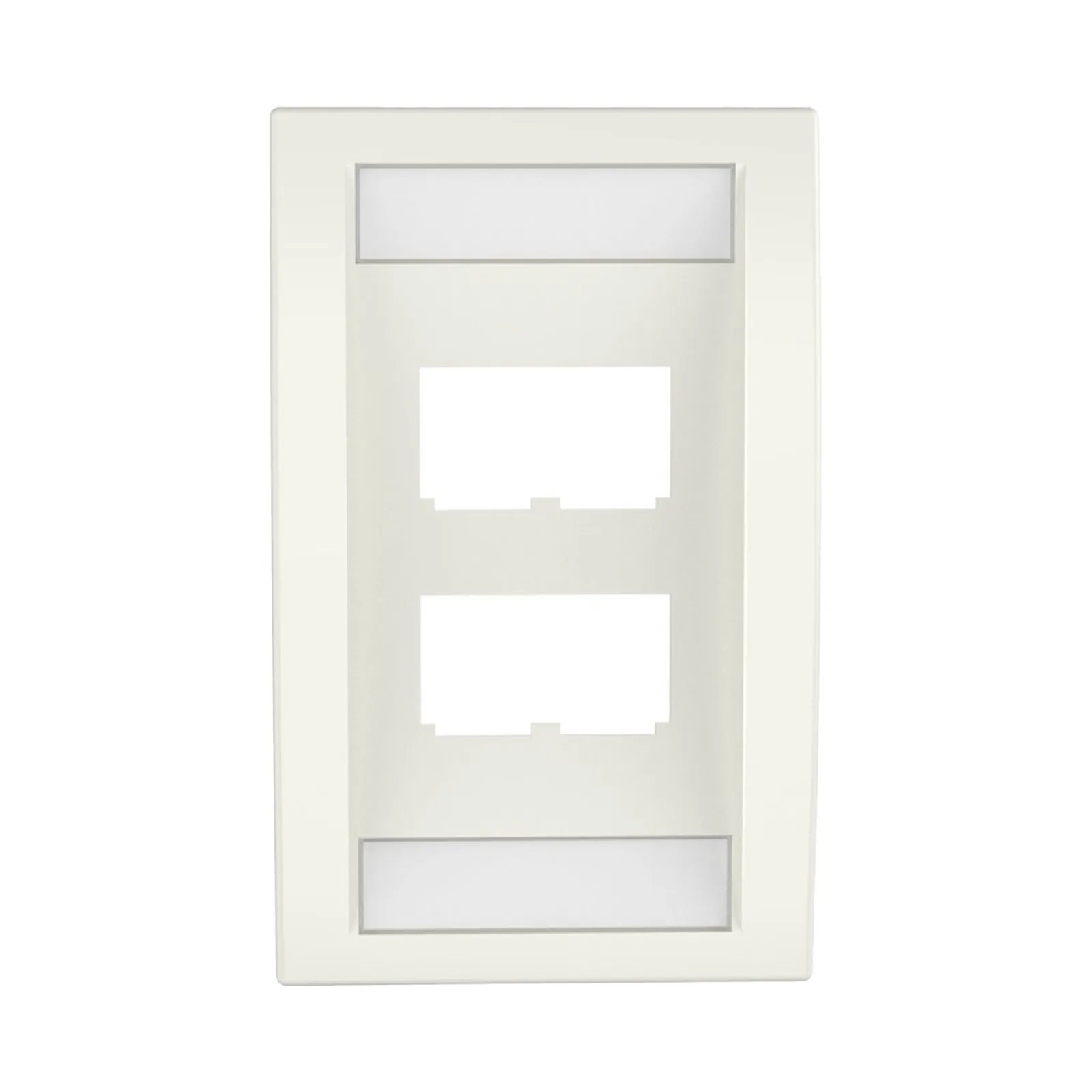Placa de Pared Vertical Ejecutiva, Salida Para 4 Puertos Mini-Com, Con Espacios Para Etiquetas, Color Blanco Mate