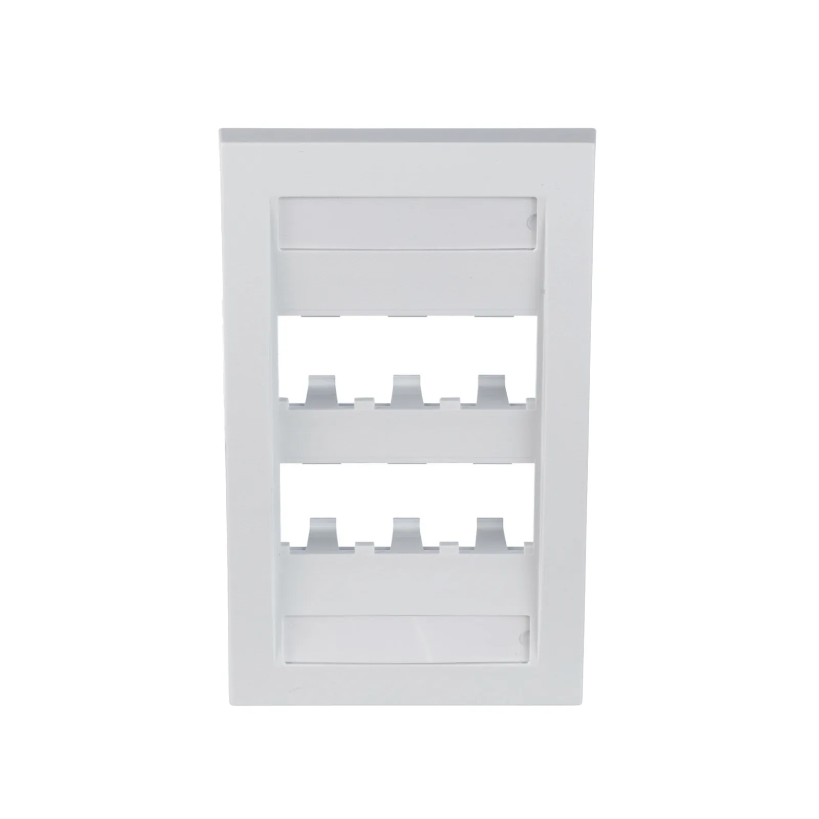 Placa de Pared Vertical Ejecutiva, Salida Para 6 Puertos Mini-Com, Con Espacios Para Etiquetas, Color Blanco