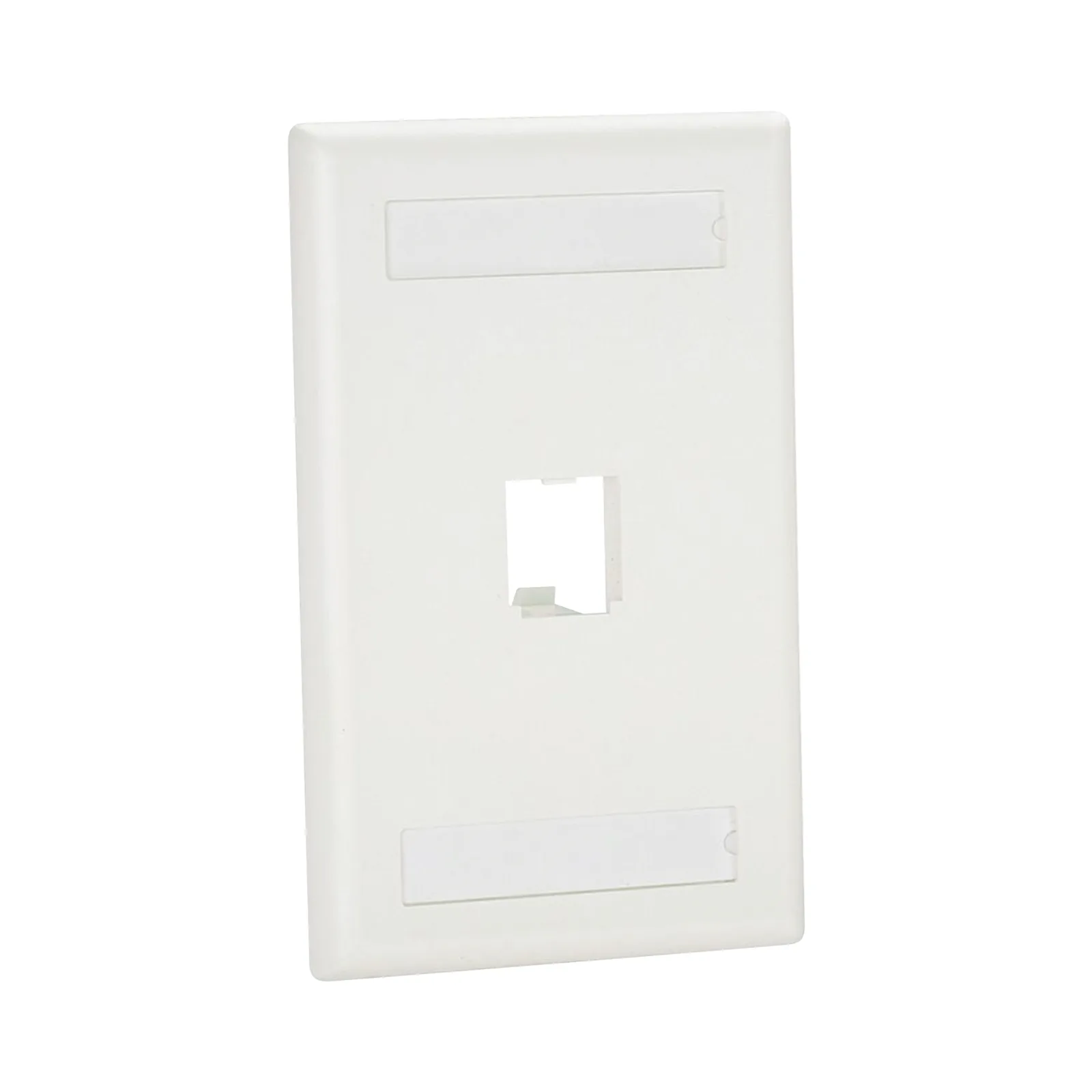 Placa de Pared Vertical Clásica, Salida Para 1 Puerto Mini-Com, Con Espacios Para Etiquetas, Color Blanco