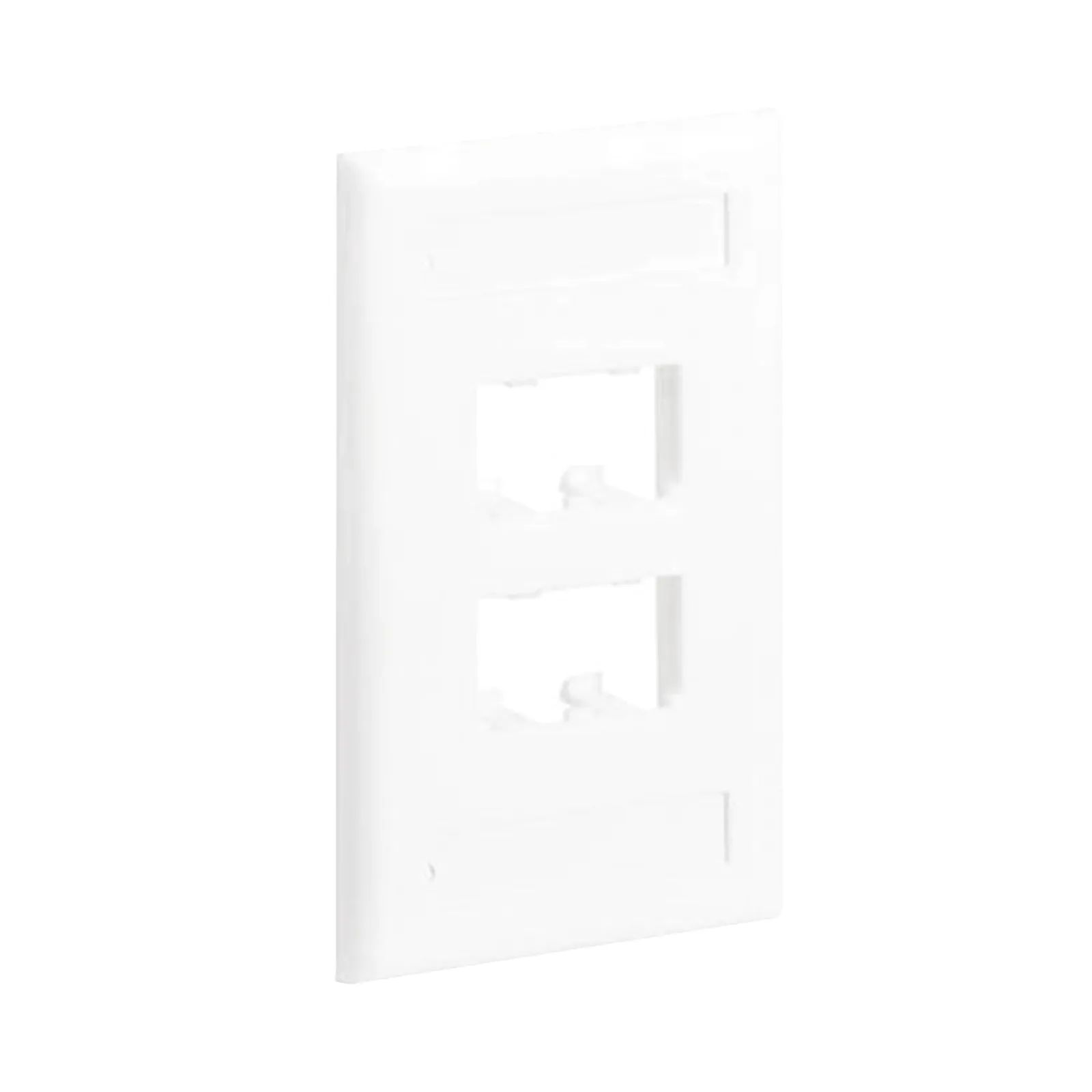 Placa de Pared Vertical Clásica, Salida Para 4 Puertos Mini-Com, Con Espacios Para Etiquetas, Color Blanco