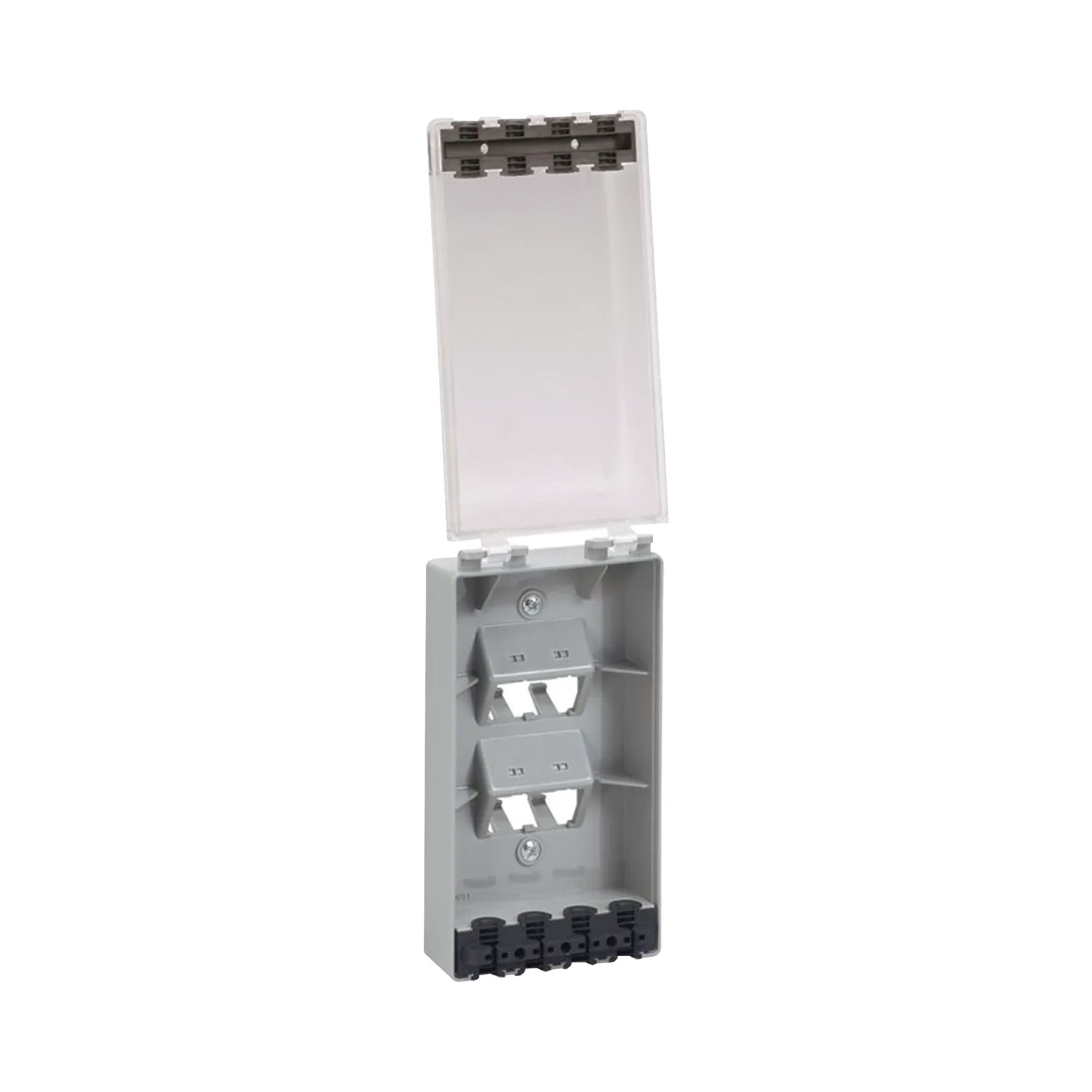 Placa de Pared Vertical, Resistente al Agua con Protección IP56, Acepta 4 Módulos Mini-Com, Color Claro
