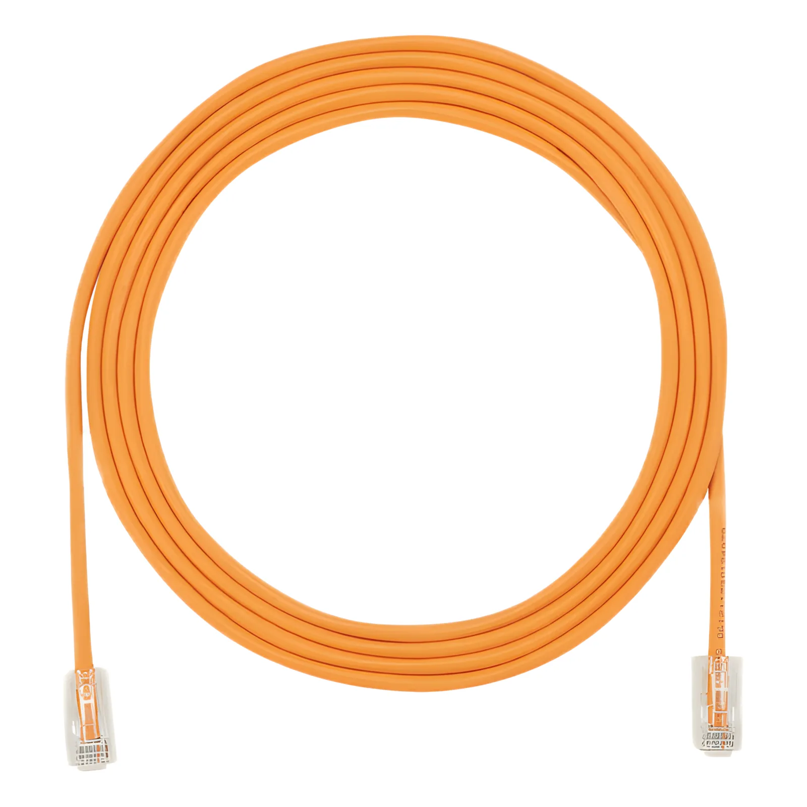 Cable de Parcheo UTP Cat6A, CM/LSZH, Diámetro Reducido (28AWG), Color Naranja, 0.3 Metros (1 Pie)
