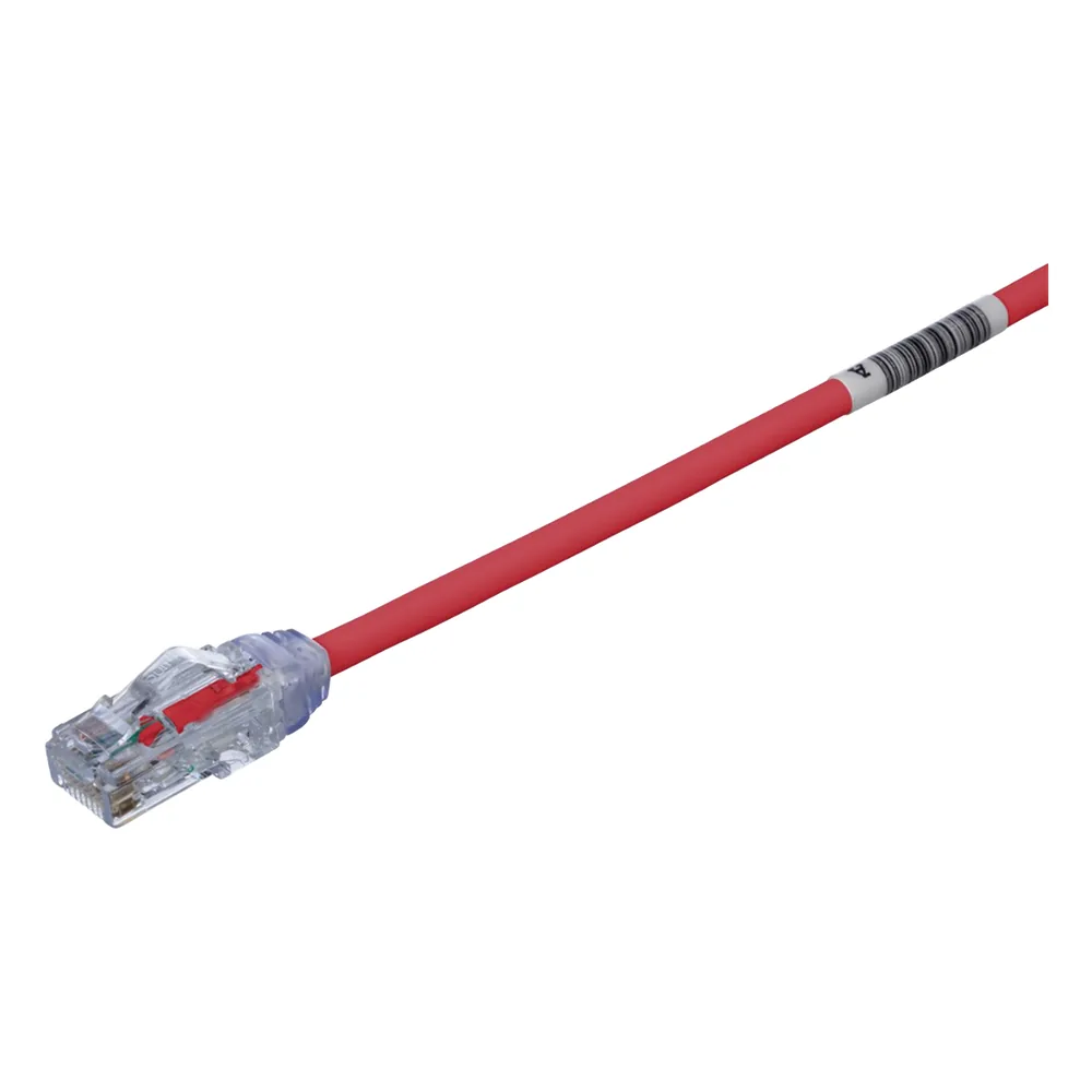 Cable de Parcheo UTP Cat6A, CM/LSZH, Diámetro Reducido (28AWG), Color Rojo, 0.3 Metros (1 Pie)