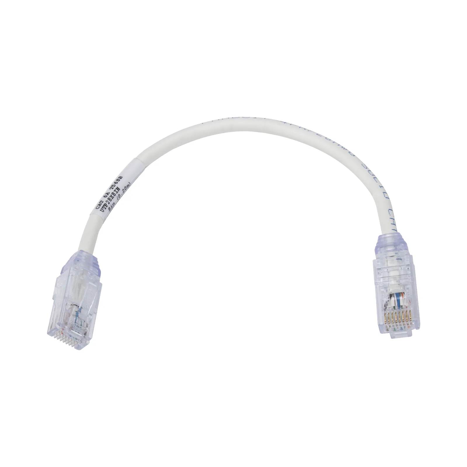 Cable de Parcheo UTP, Cat6A, Diámetro Reducido (28 AWG), CM/LSZH, Color Blanco Mate, 20.3 cm (8 Pulgadas)