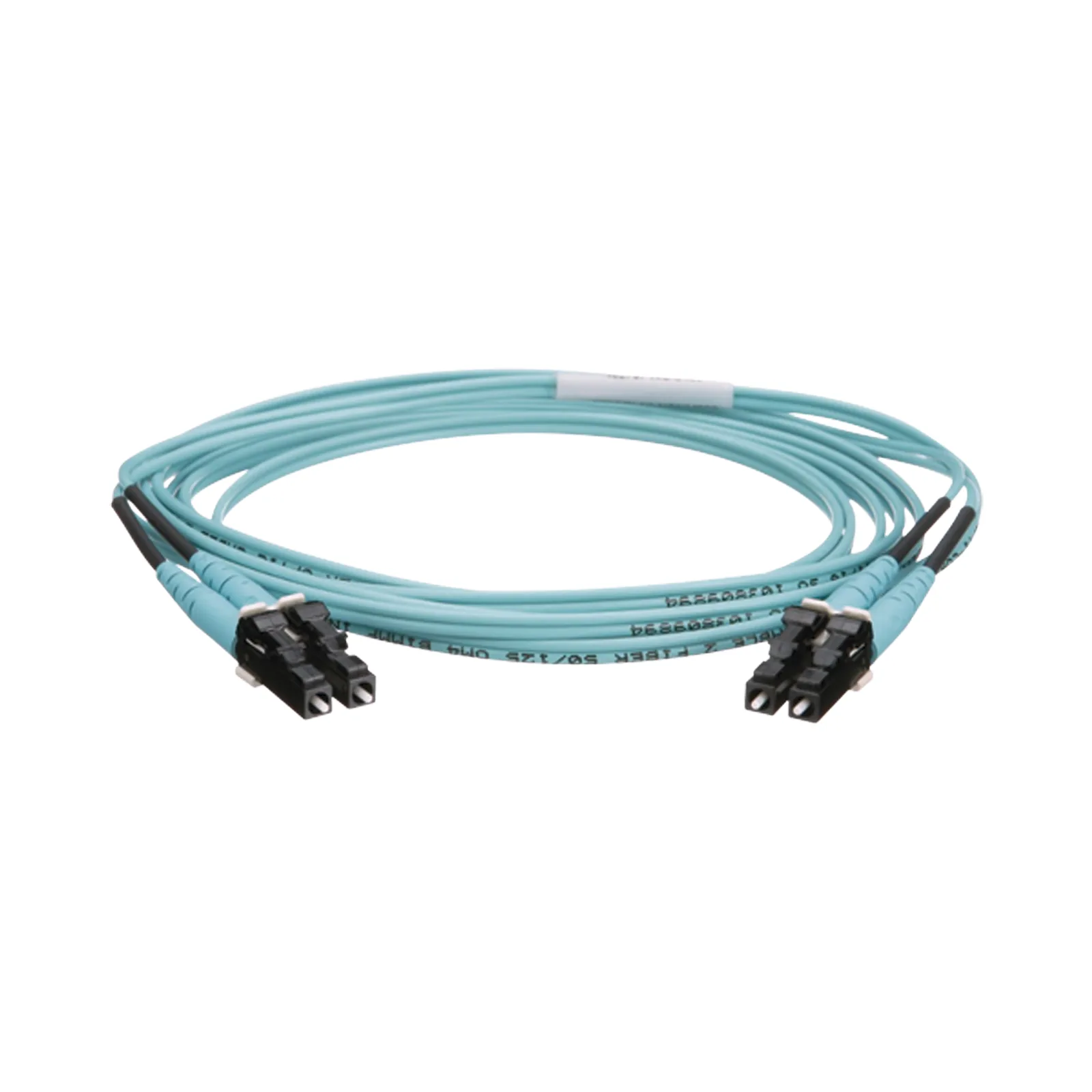 Jumper de Fibra Optica Multimodo 50/125 OM4, LC-LC Duplex, OFNR (Riser), Color Aqua, 2 Metros (6.56 Pies)