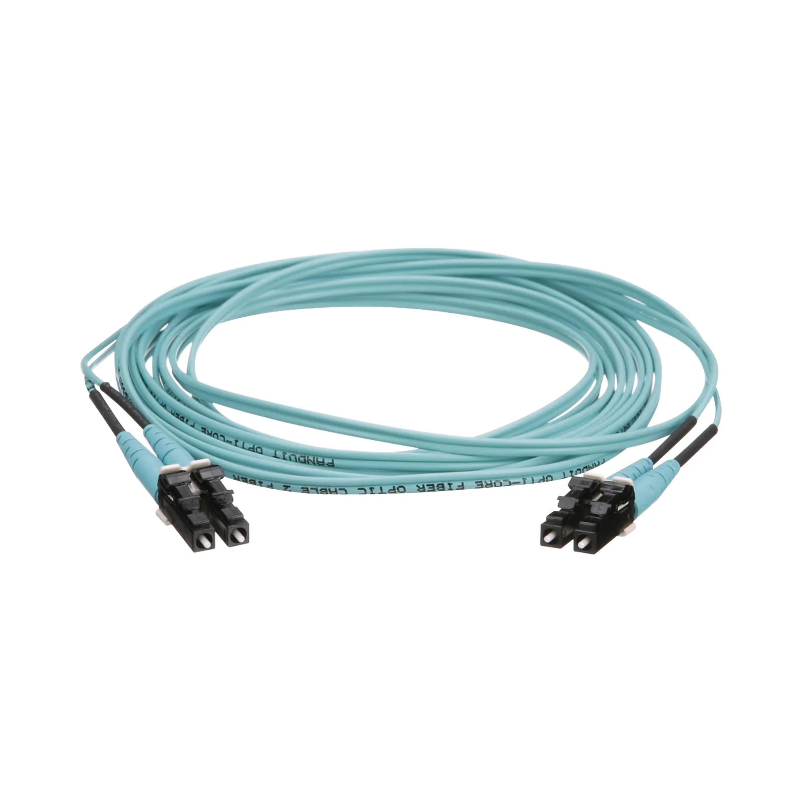 Jumper de Fibra Óptica Multimodo 50/125 OM4, LC-LC Duplex, OFNR (Riser), Color Aqua, 13 Metros (42.65 Pies)