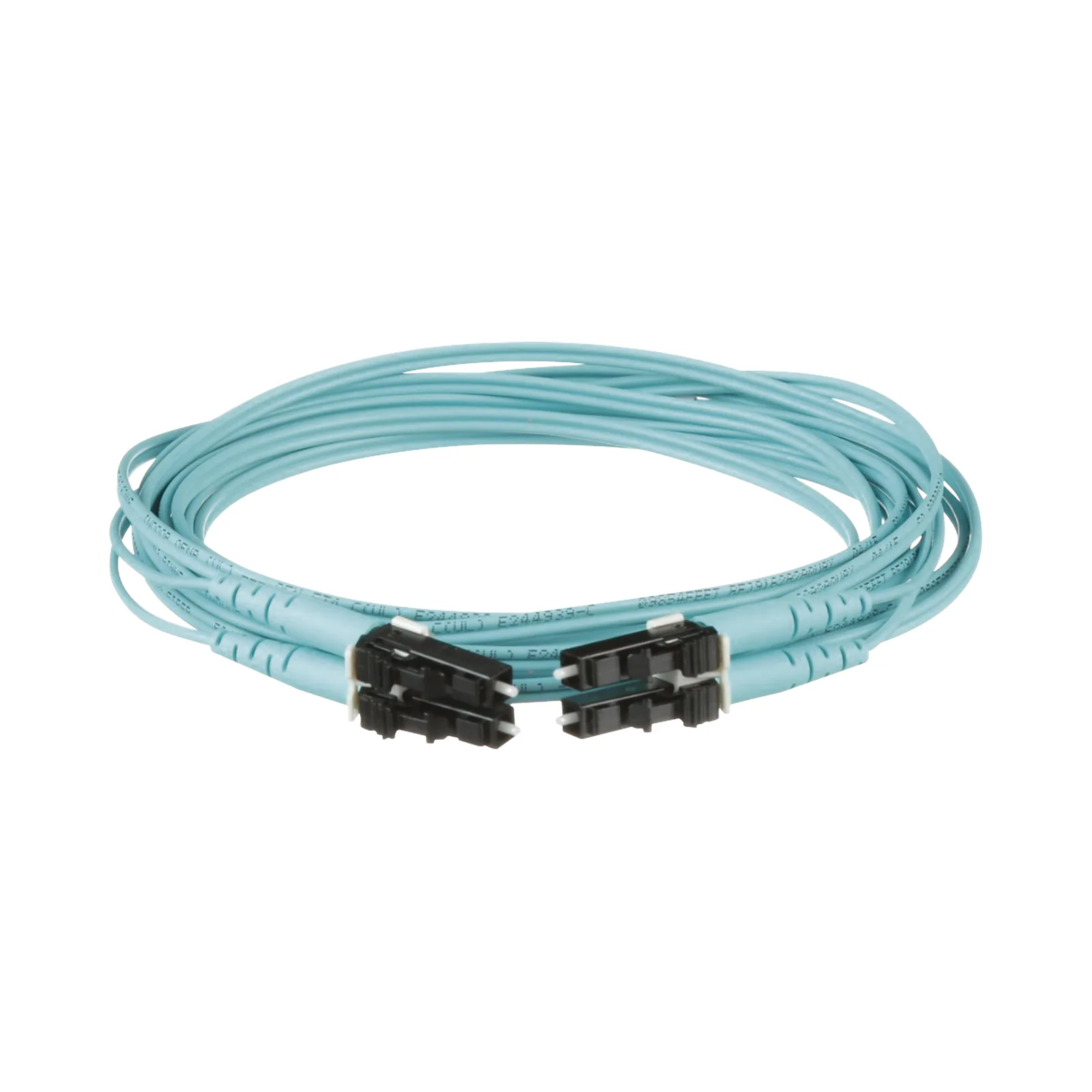 Jumper de Fibra Optica Multimodo 50/125 OM3, LC-LC Duplex, OFNR (Riser), Color Aqua, 3 Metros (9.84 Pies)