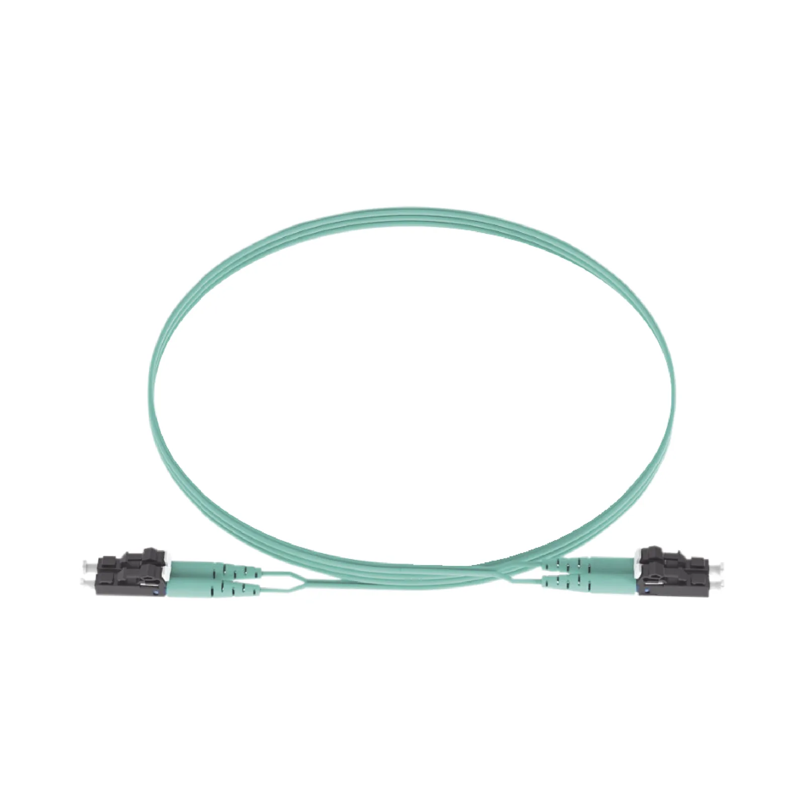 Jumper de Fibra Optica Multimodo 50/125 OM3, LC-LC Duplex, OFNR (Riser), Color Aqua, 5 Metros (16.40 Pies)