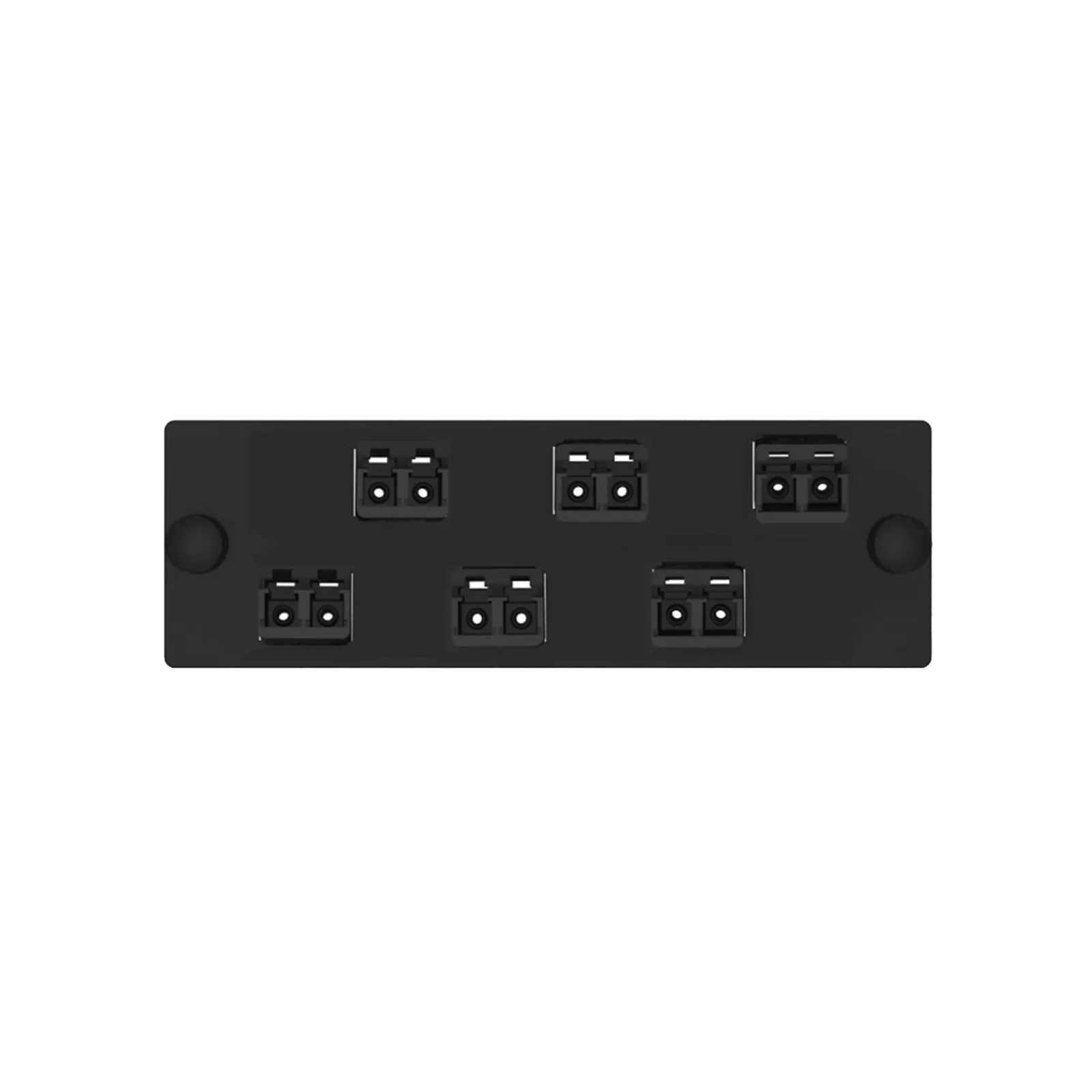 Placa Acopladora de Fibra Optica FAP, Con 6 Conectores LC Duplex (12 Fibras), Para Fibra Multimodo OM3/OM4, Color Negro
