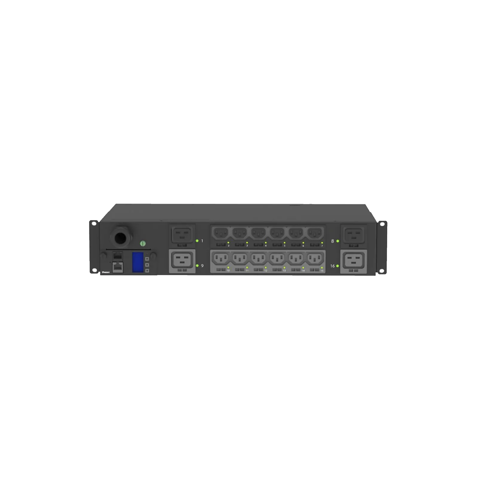 PDU Monitoreable y Switchable (MS) para Distribución de Energía, Enchufe de Entrada NEMA L6-30P, Con 12 Salidas C13 y 4 Salidas C19, Horizontal 19in, 208 Vca, 30 Amp, 2UR