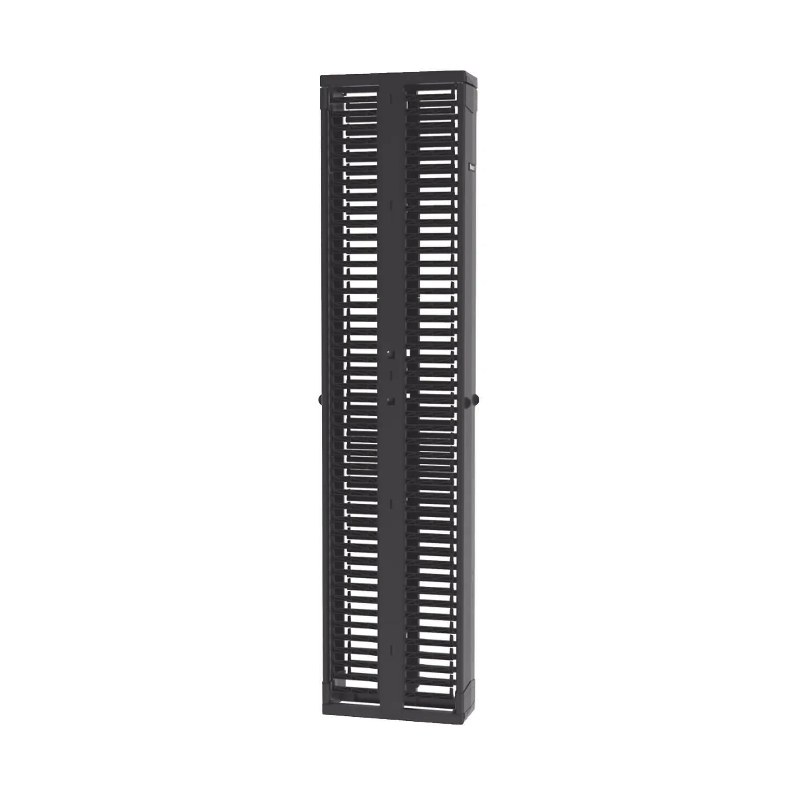 Organizador Vertical PatchRunner™, Doble (Frontal y Posterior), Para Rack Abierto de 45 Unidades, 8in de Ancho, Color Negro